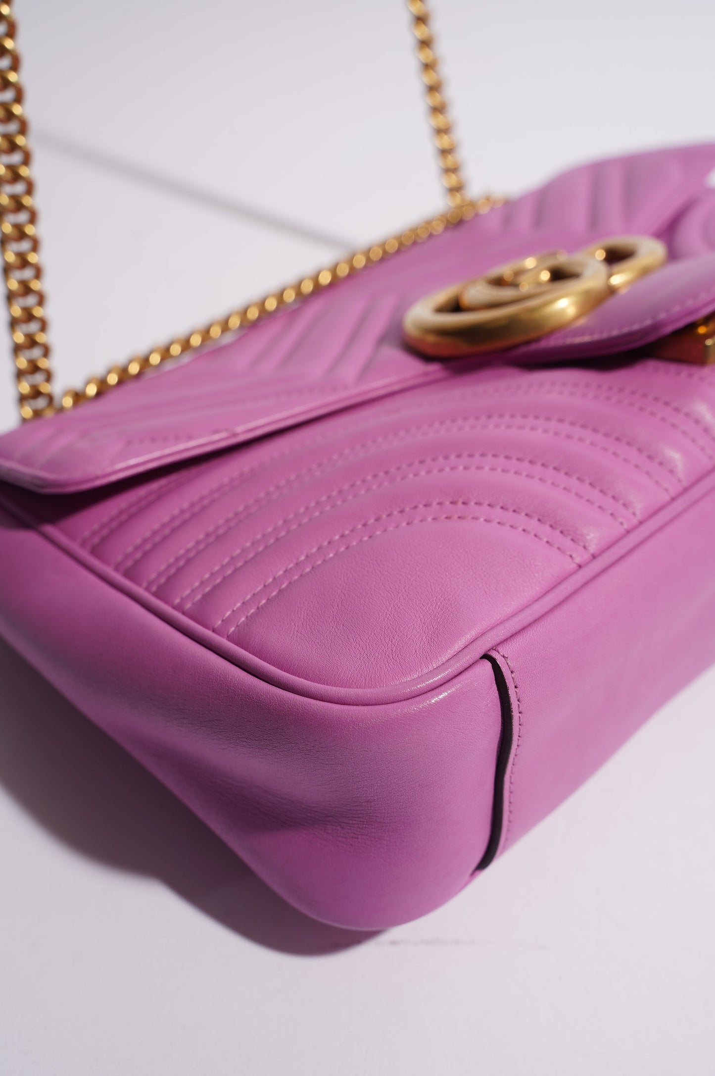 Gucci Womens Marmont Flap Pink Gold Medium
