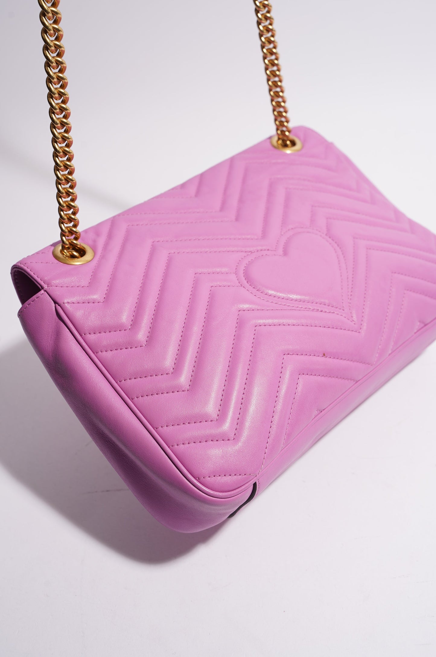 Gucci Womens Marmont Flap Pink Gold Medium