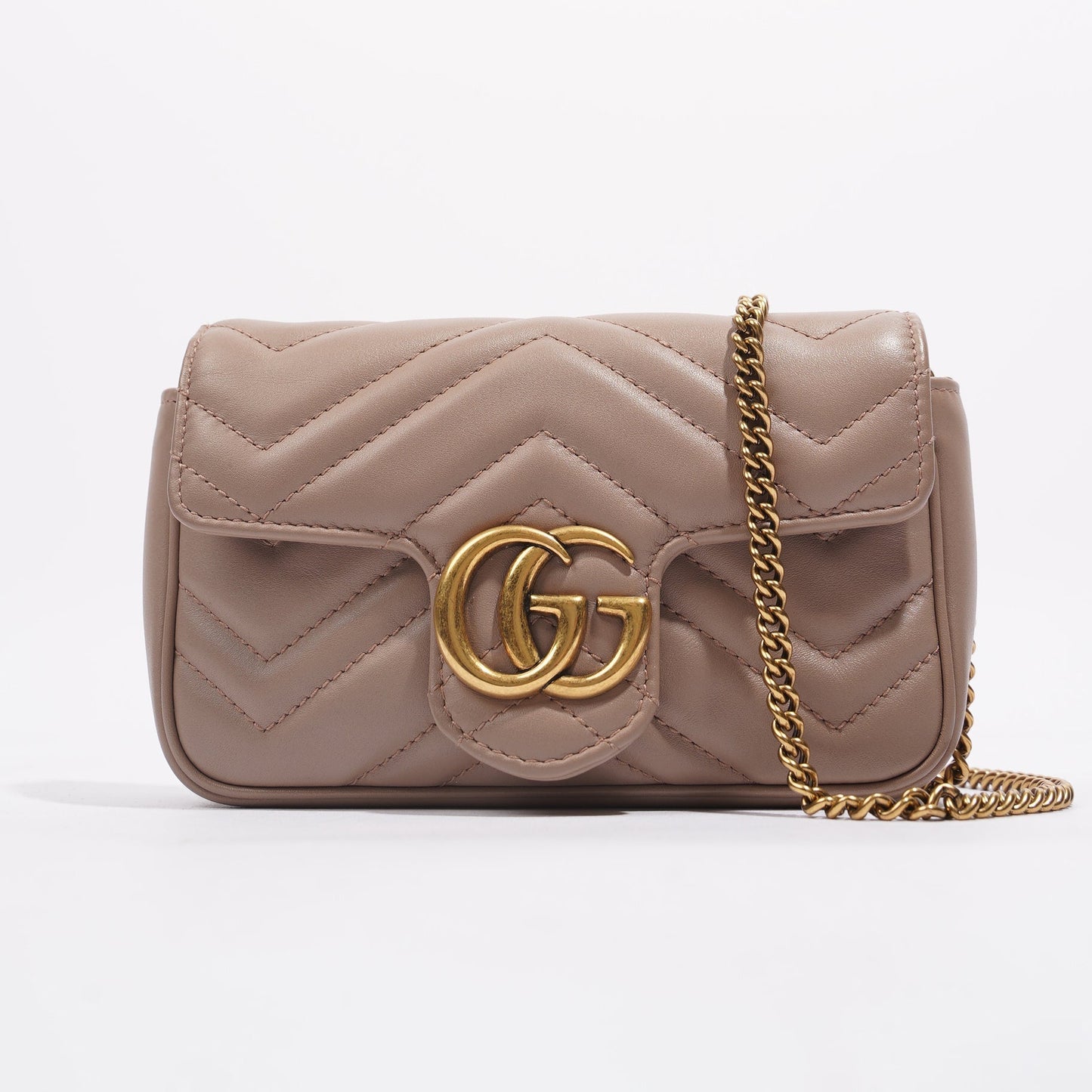 Gucci Womens GG Marmont Matelasse Pink Leather Super Mini