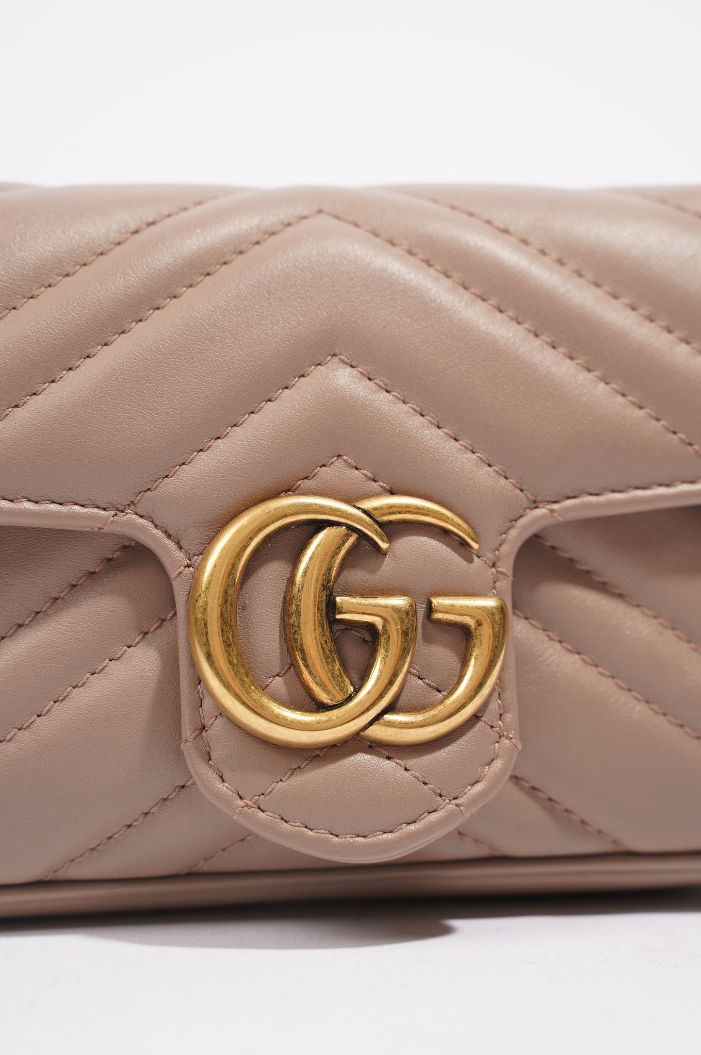 Gucci Womens GG Marmont Matelasse Pink Leather Super Mini