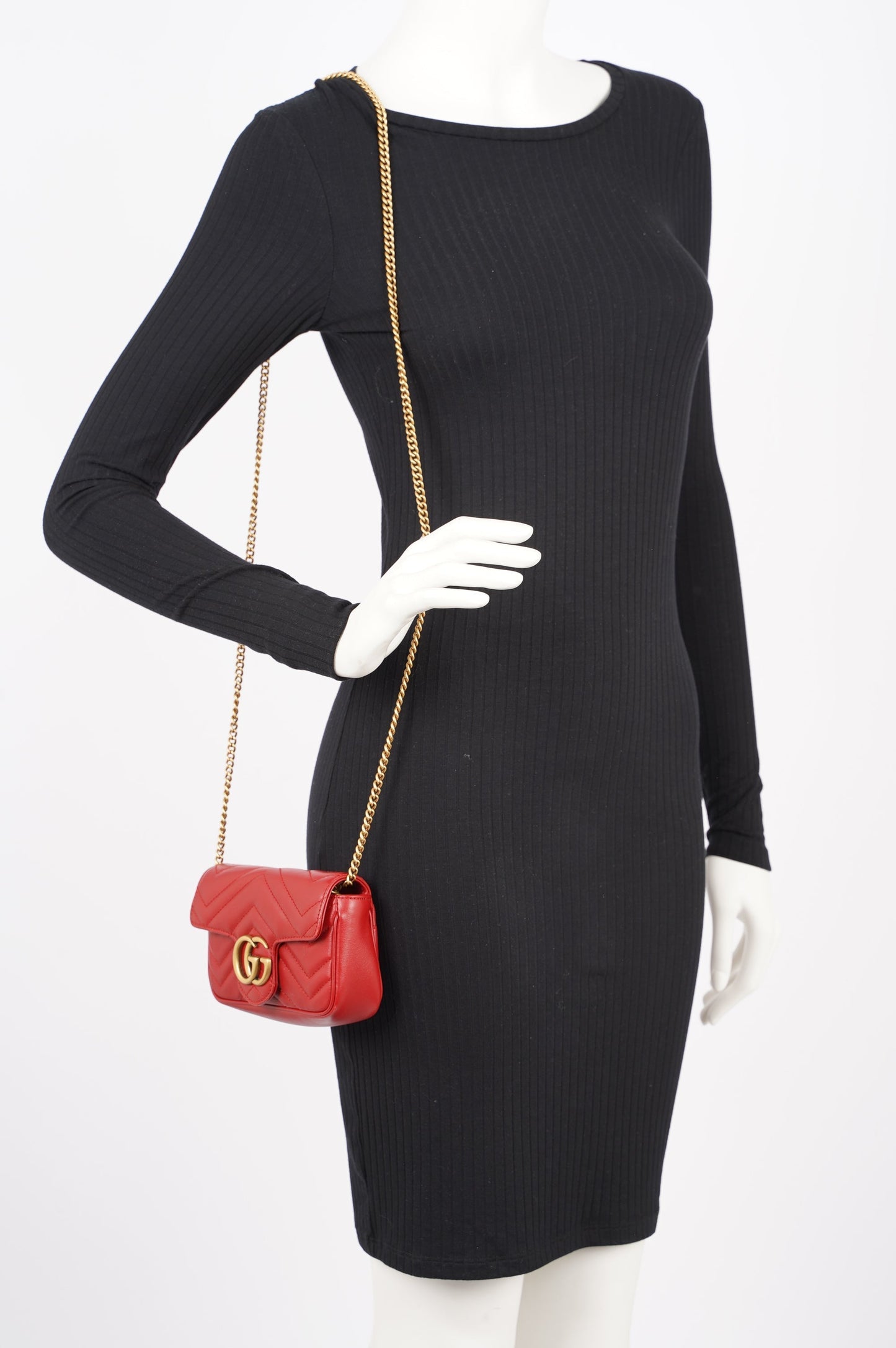 Gucci Womens Marmont Flap Red / Gold Super Mini