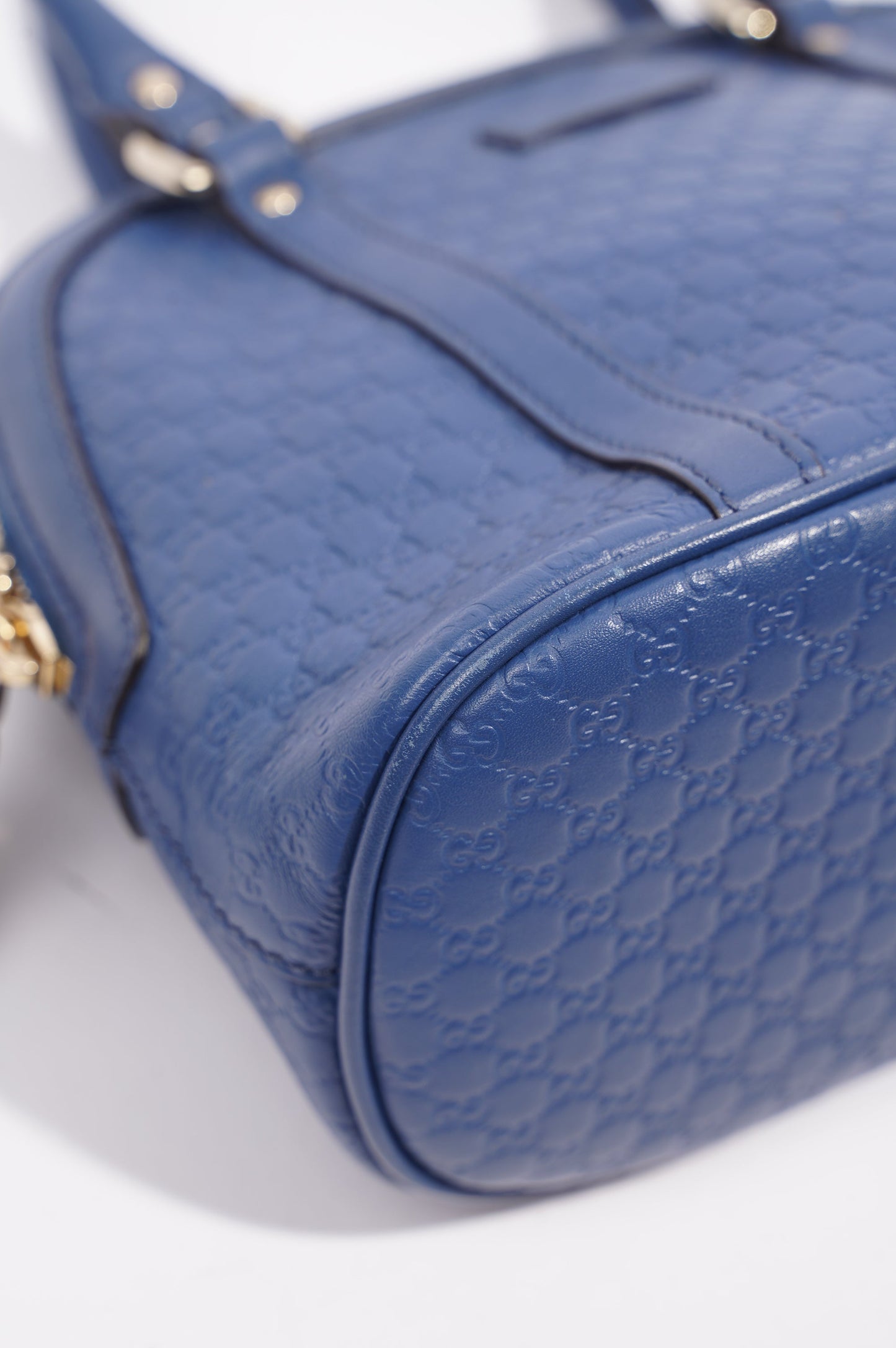 Gucci Womens Dome Bag Blue Leather Small