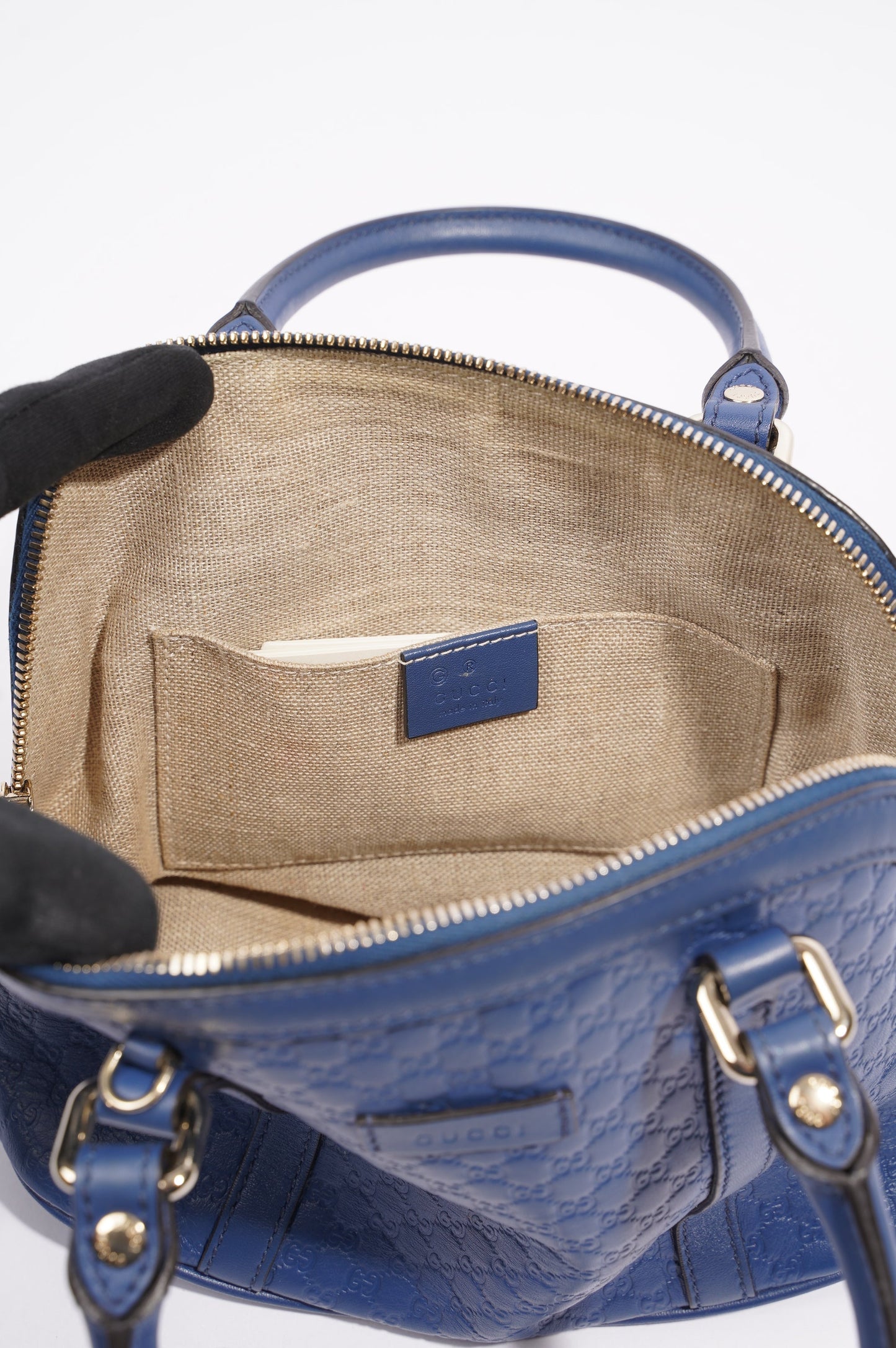 Gucci Womens Dome Bag Blue Leather Small
