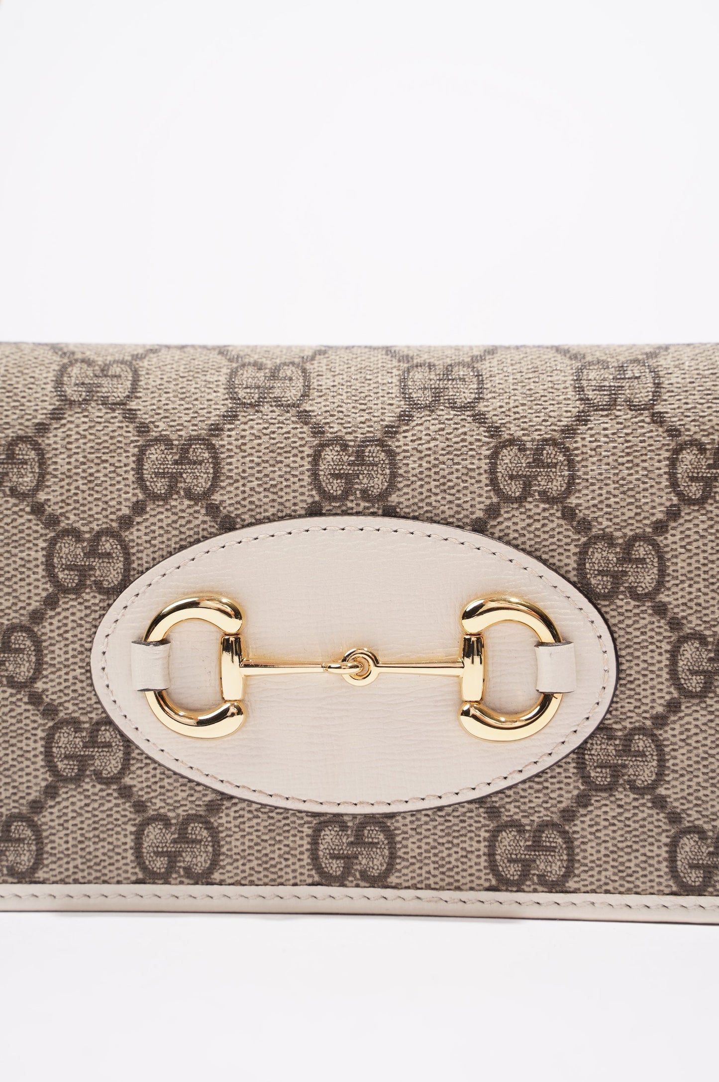 Gucci Womens Horsebit 1955 Wallet With Chain Supreme / White