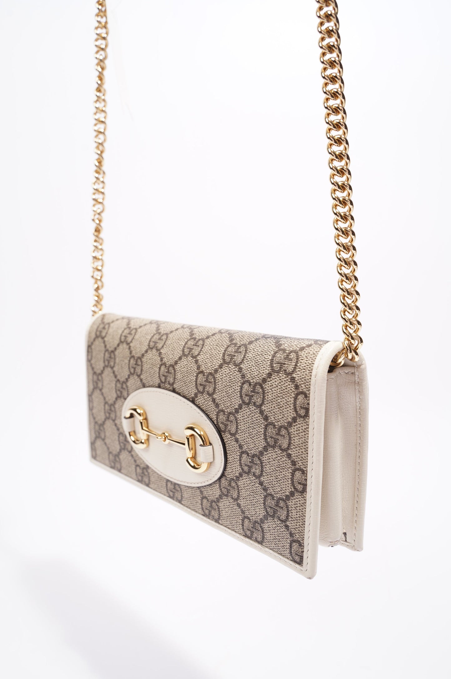 Gucci Womens Horsebit 1955 Wallet With Chain Supreme / White