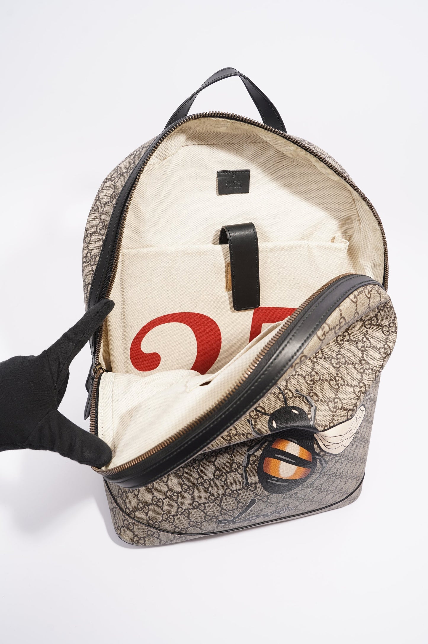 Gucci Womens Bee Backpack Brown Canvas