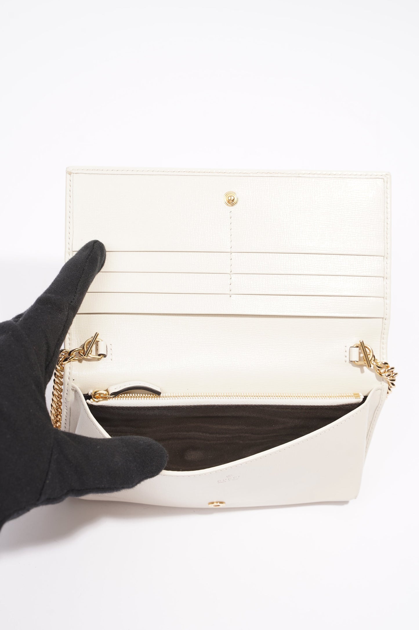 Gucci Womens Horsebit 1955 Wallet With Chain Supreme / White