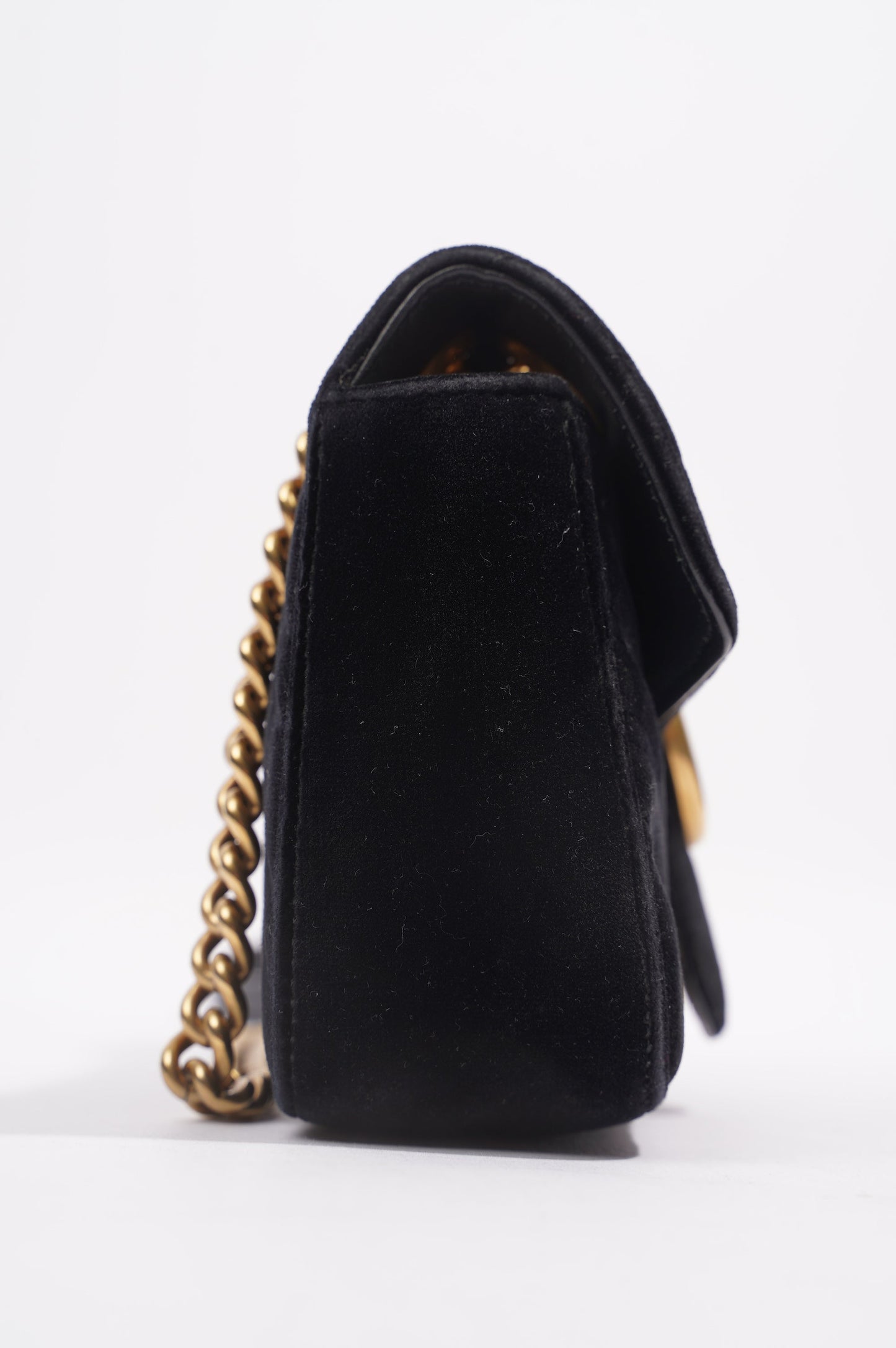 Gucci Womens Marmont Flap Bag Black Velvet Mini