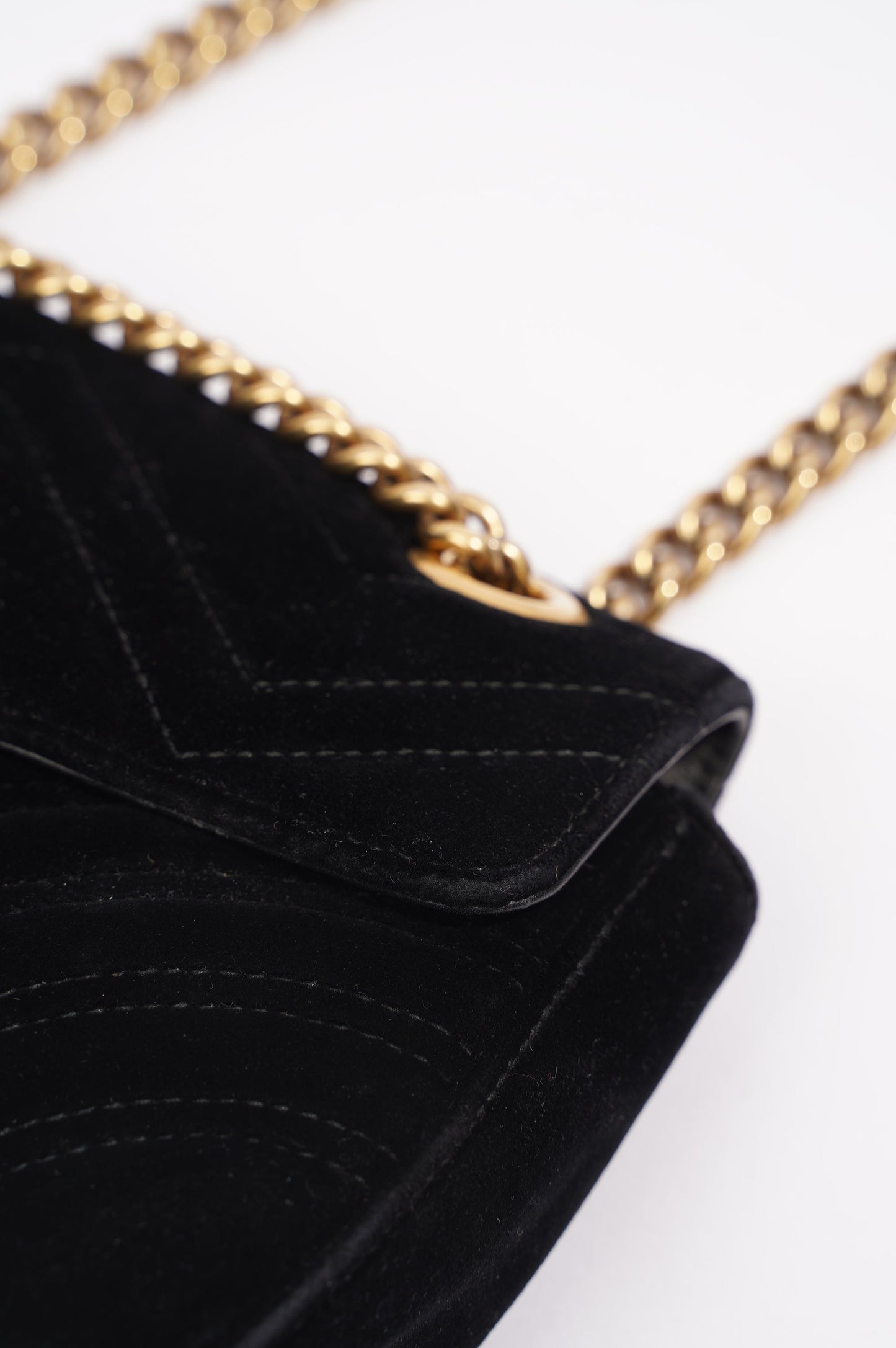 Gucci Womens Marmont Flap Bag Black Velvet Mini