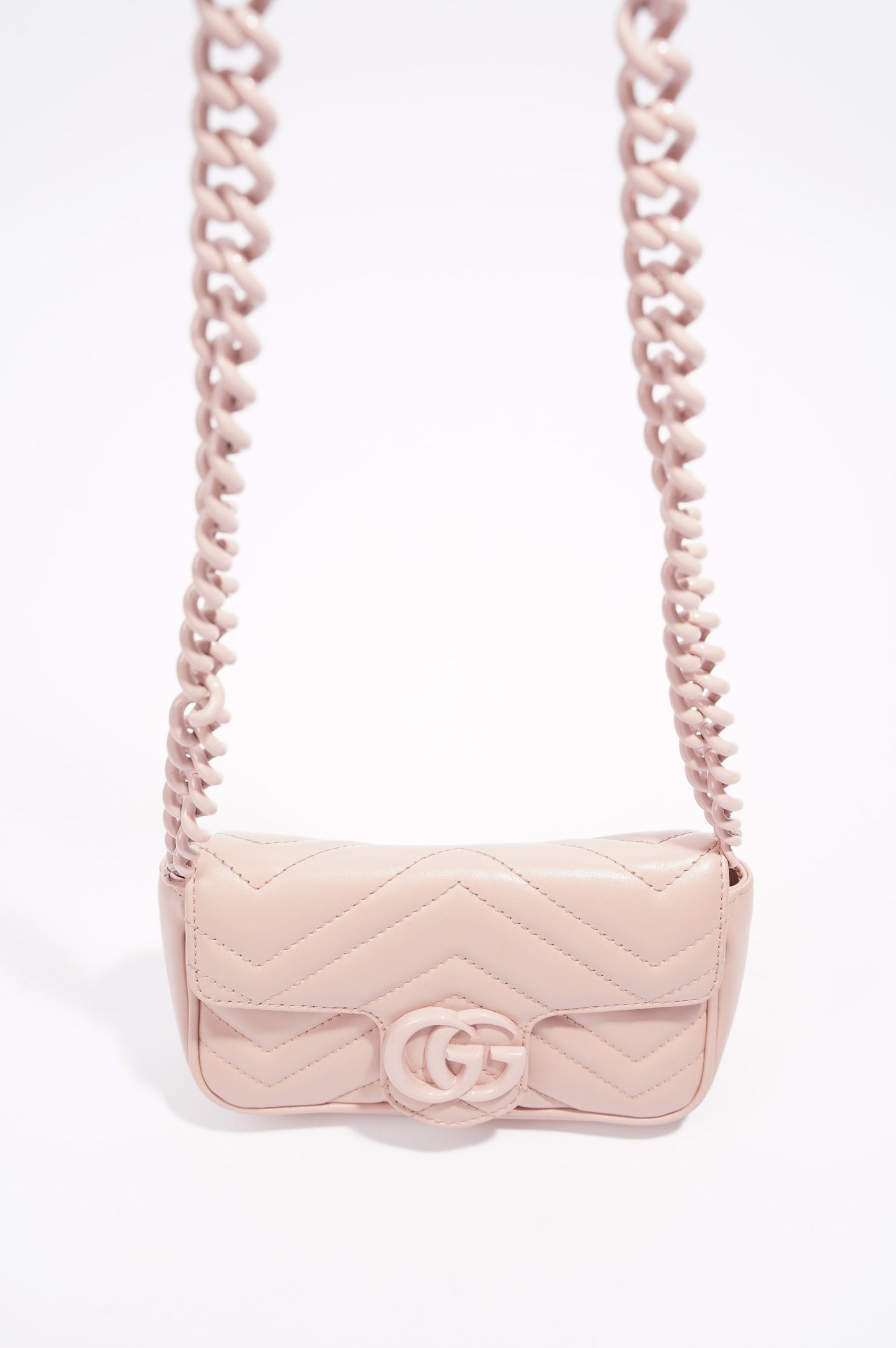 Gucci Womens GG Marmont Chain Belt Bag Pink Leather