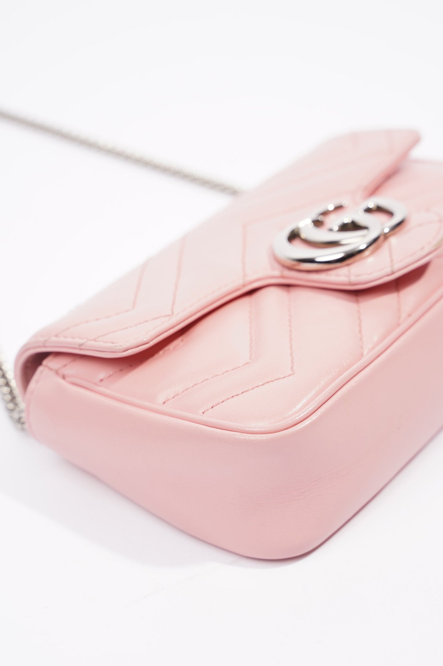 Gucci Womens Marmont Flap Pink / Silver Super Mini