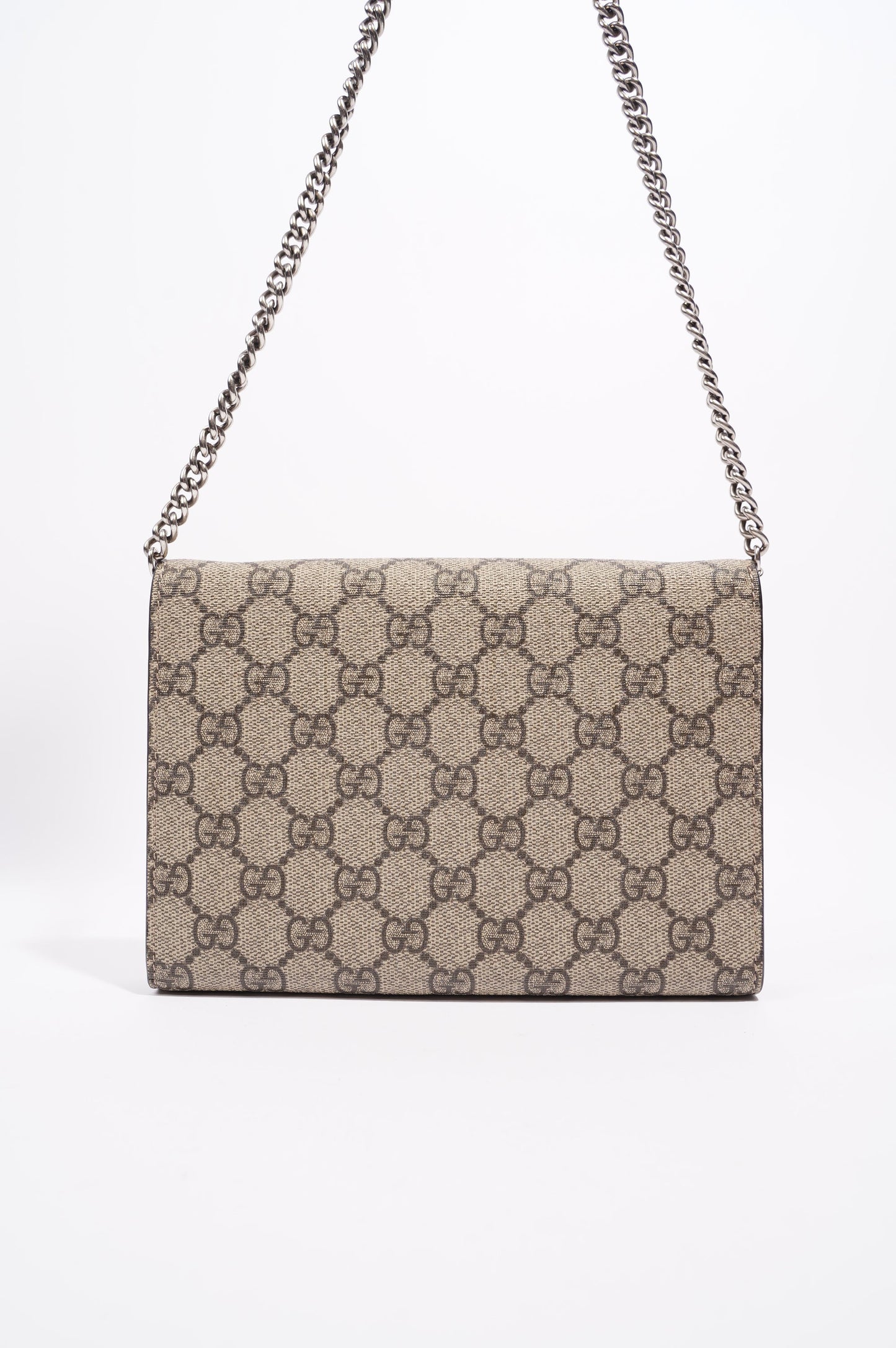 Gucci Womens Dionysus GG Chain Wallet Brown Canvas