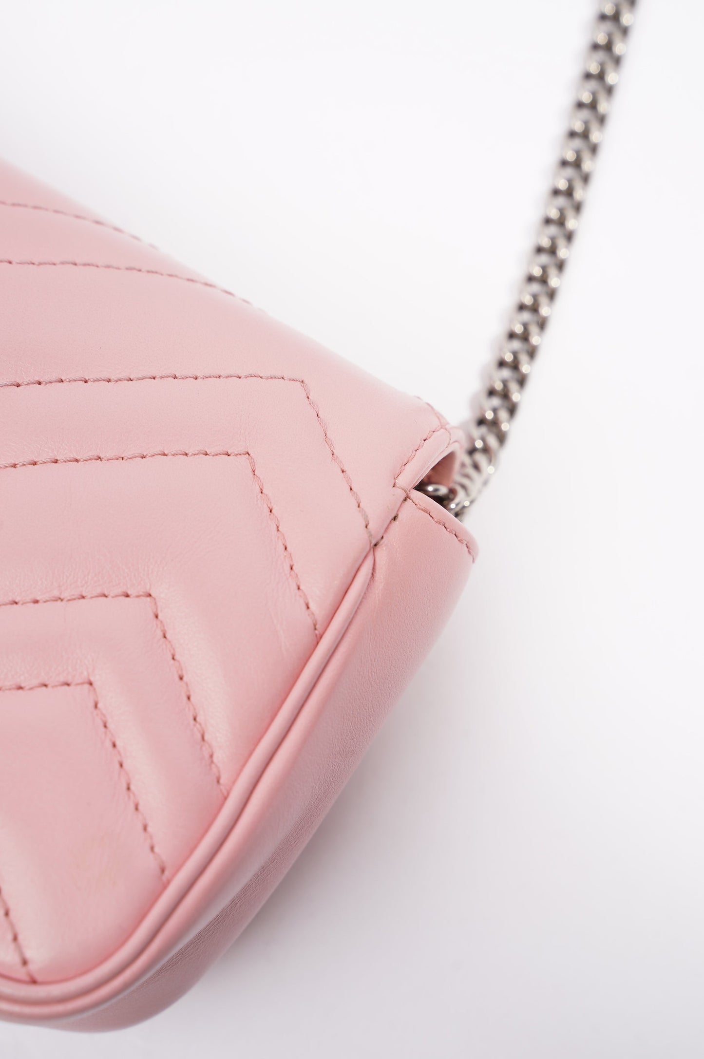 Gucci Womens Marmont Flap Pink / Silver Super Mini