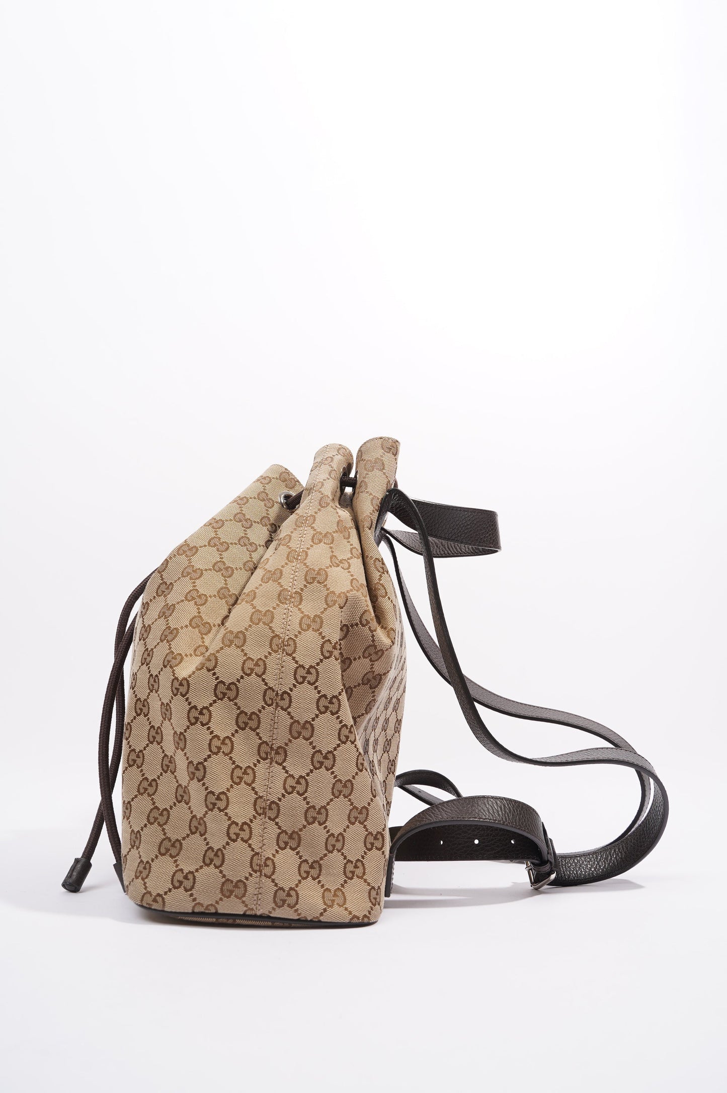 Gucci Womens GG Drawstring Backpack Brown