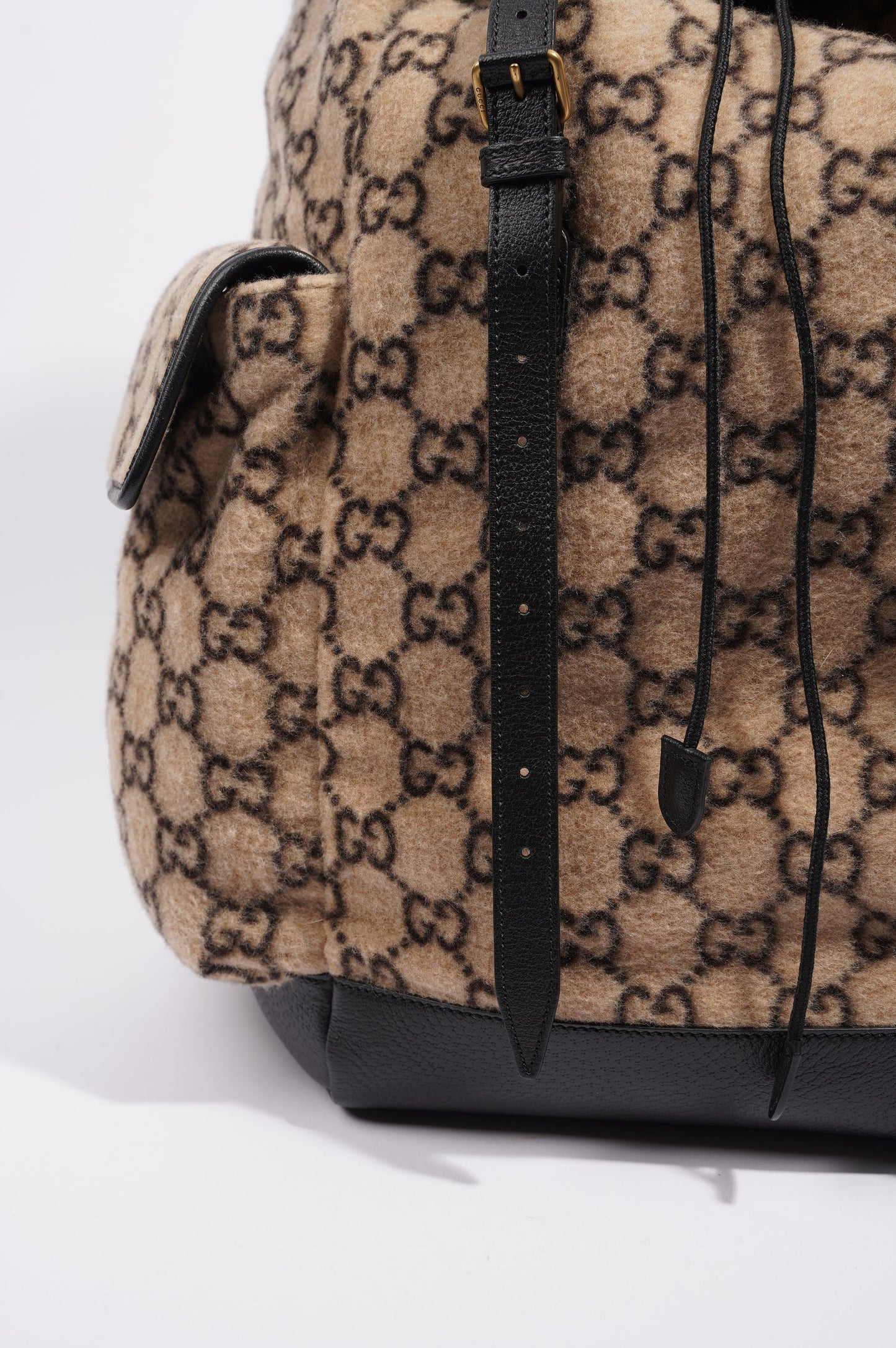 Gucci Womens GG Backpack Beige Wool