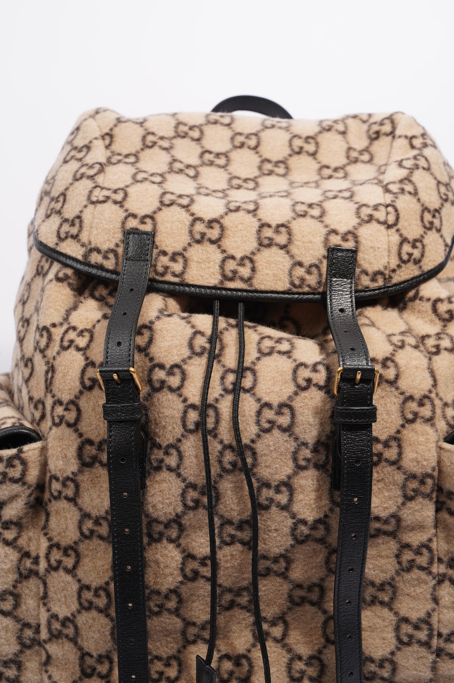 Gucci Womens GG Backpack Beige Wool