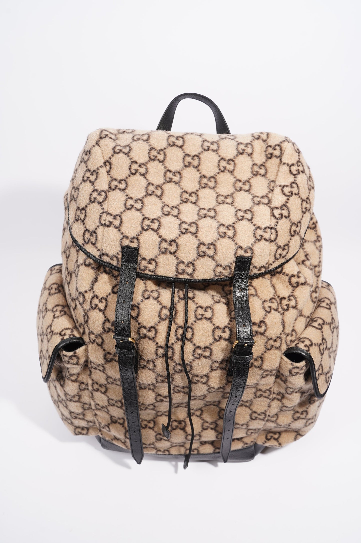 Gucci Womens GG Backpack Beige Wool