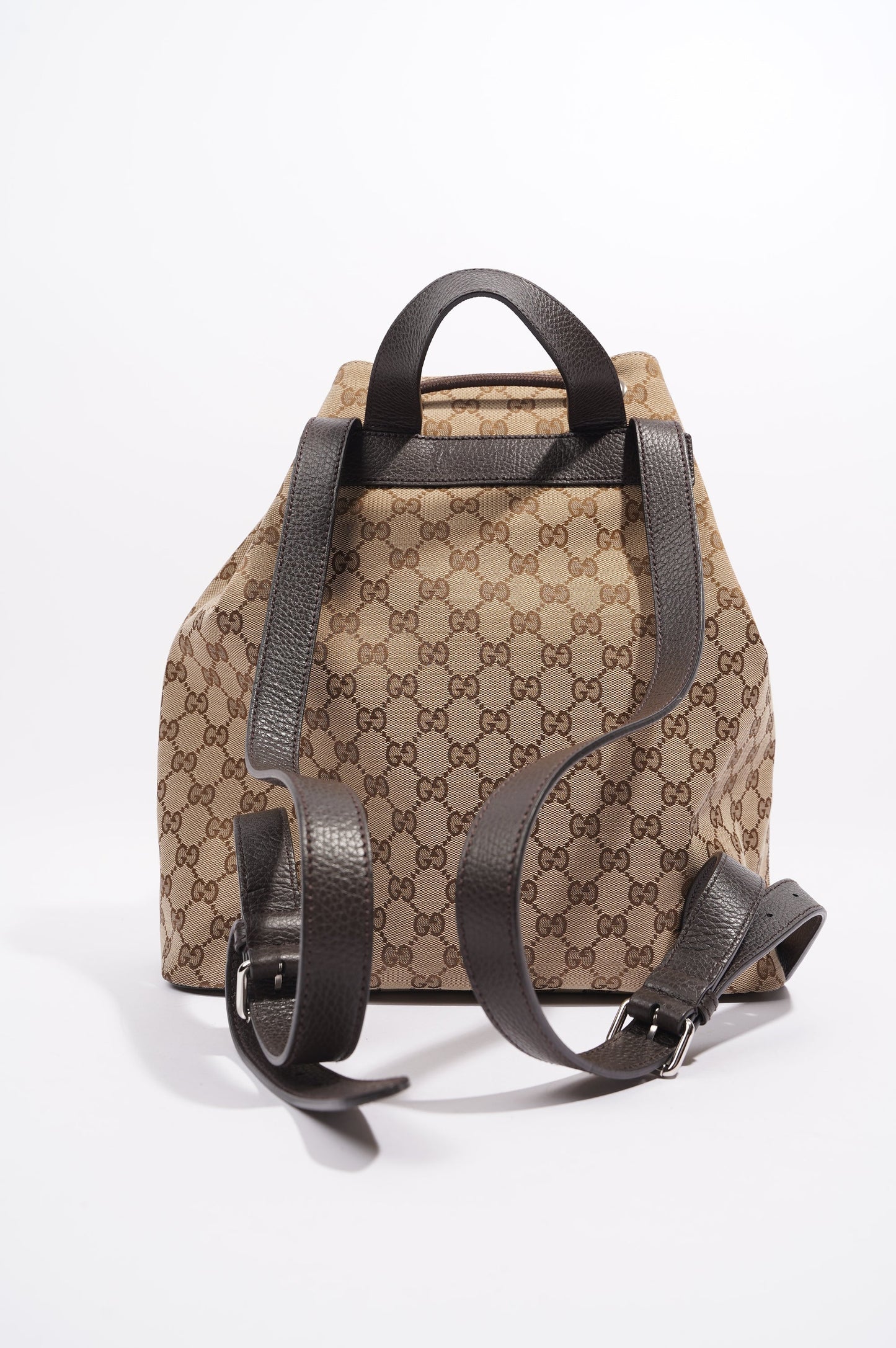 Gucci Womens GG Drawstring Backpack Brown