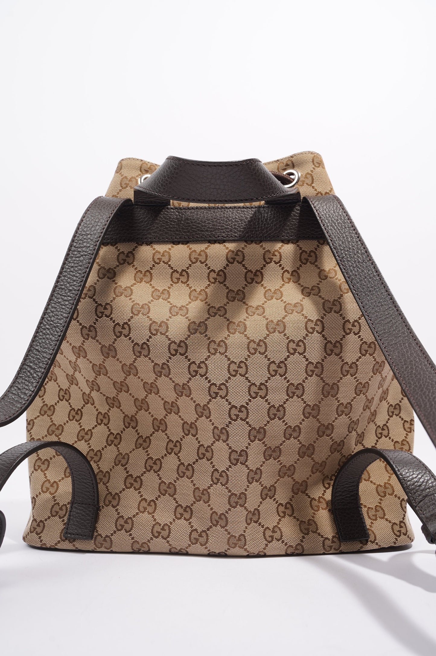 Gucci Womens GG Drawstring Backpack Brown