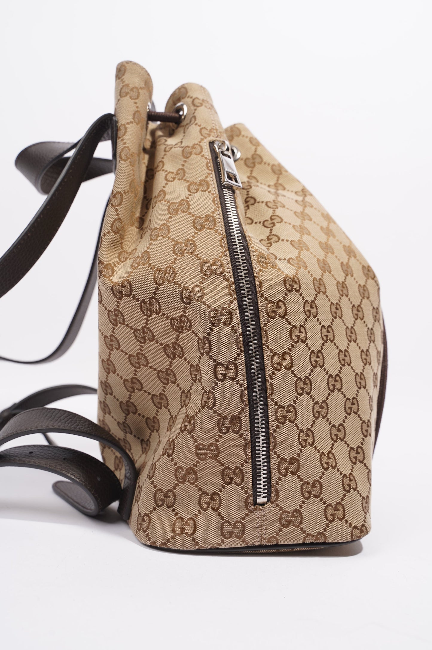 Gucci Womens GG Drawstring Backpack Brown