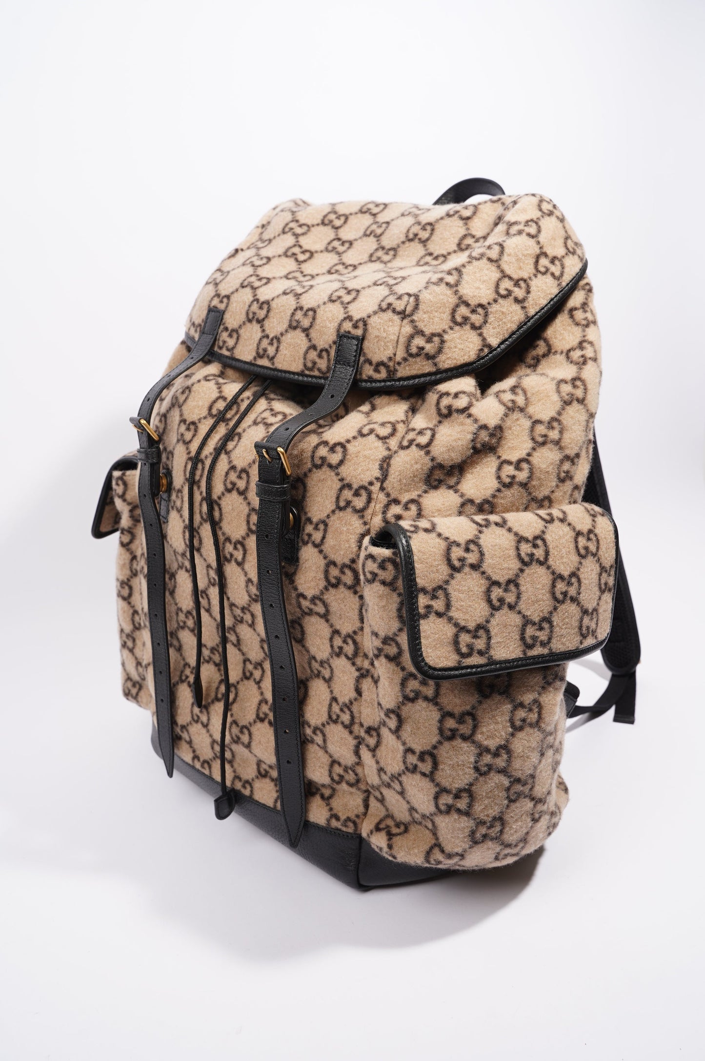 Gucci Womens GG Backpack Beige Wool