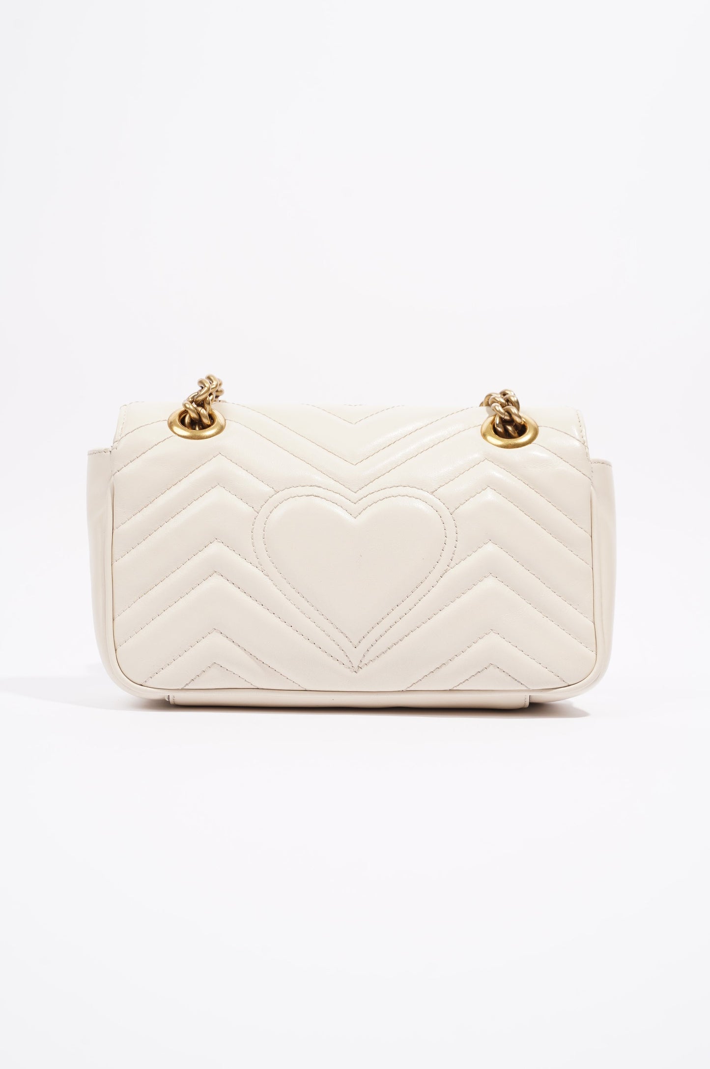 Gucci Womens Marmont Flap White Matelasse Mini