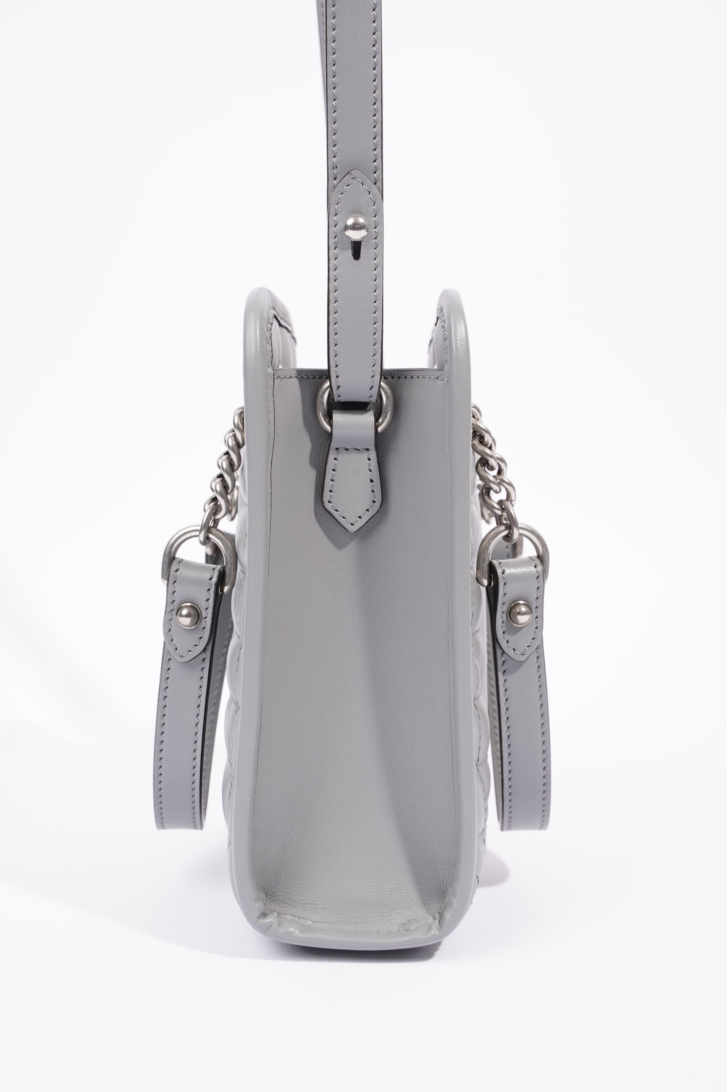 Gucci Womens GG Marmont Shoulder Bag Grey Leather Mini