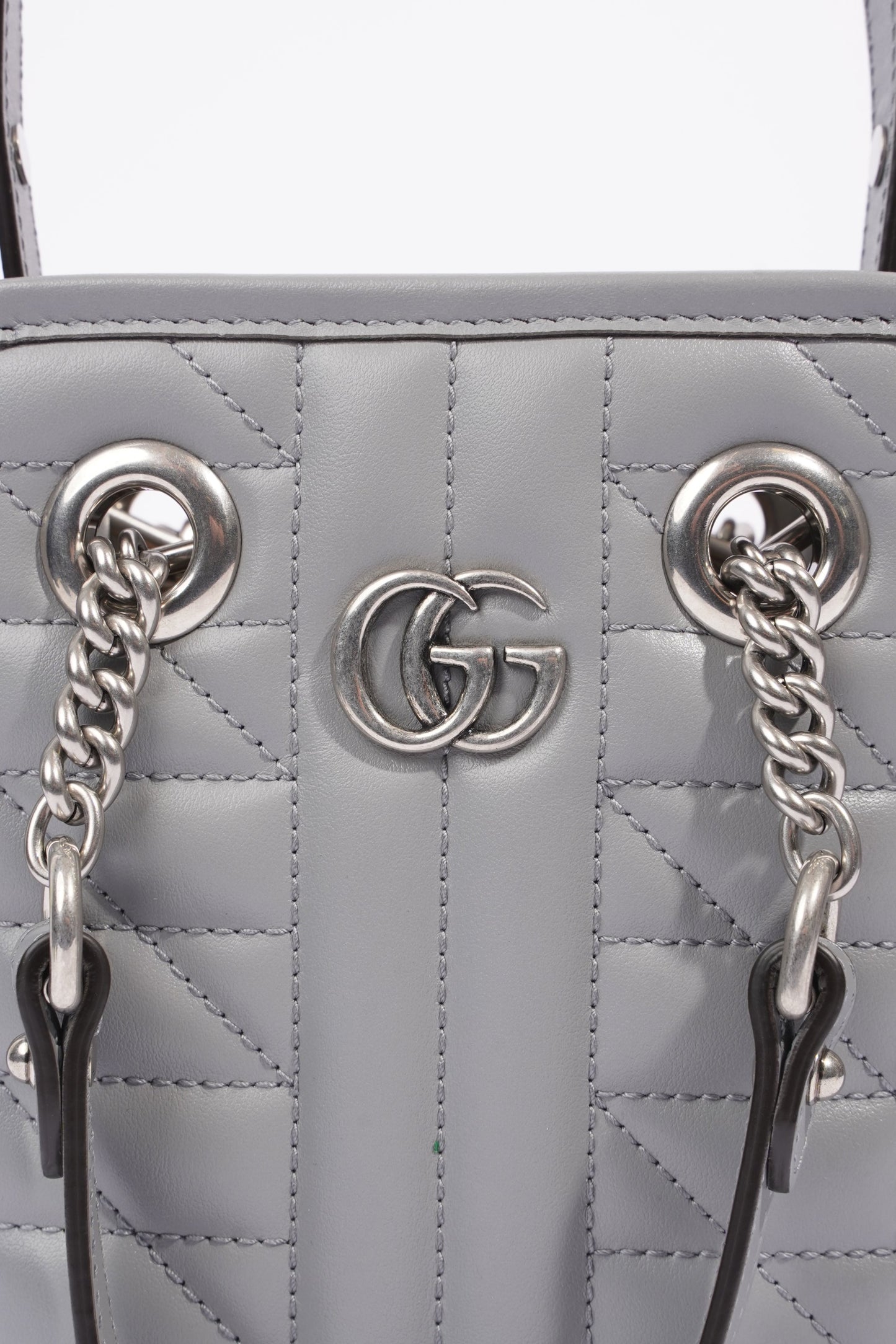 Gucci Womens GG Marmont Shoulder Bag Grey Leather Mini