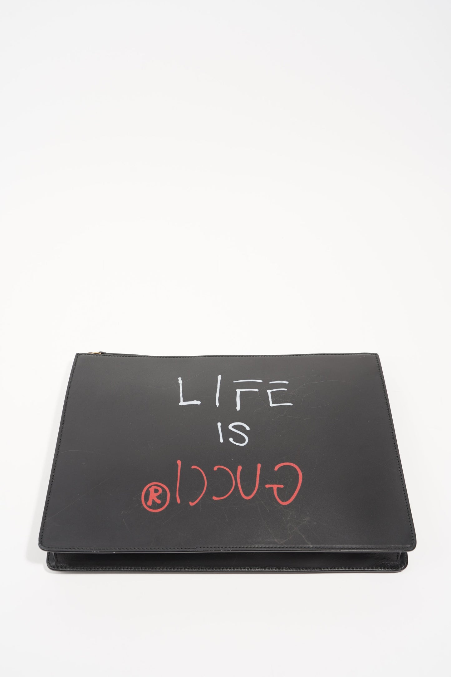 Gucci Womens Life Is Good Clutch With Strap Black