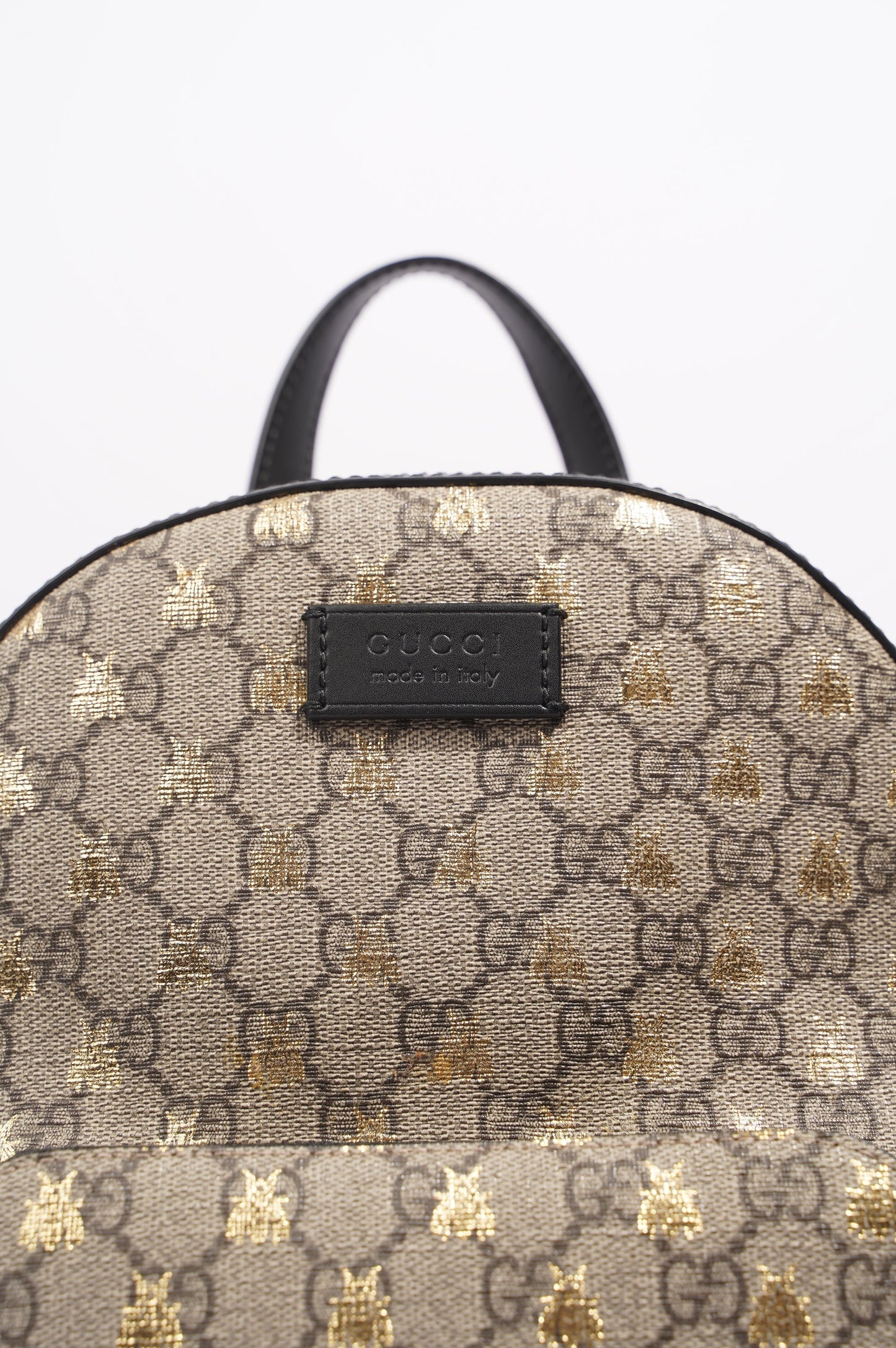 Gucci Womens GG Supreme Bees Backpack Brown / Gold Canvas Small