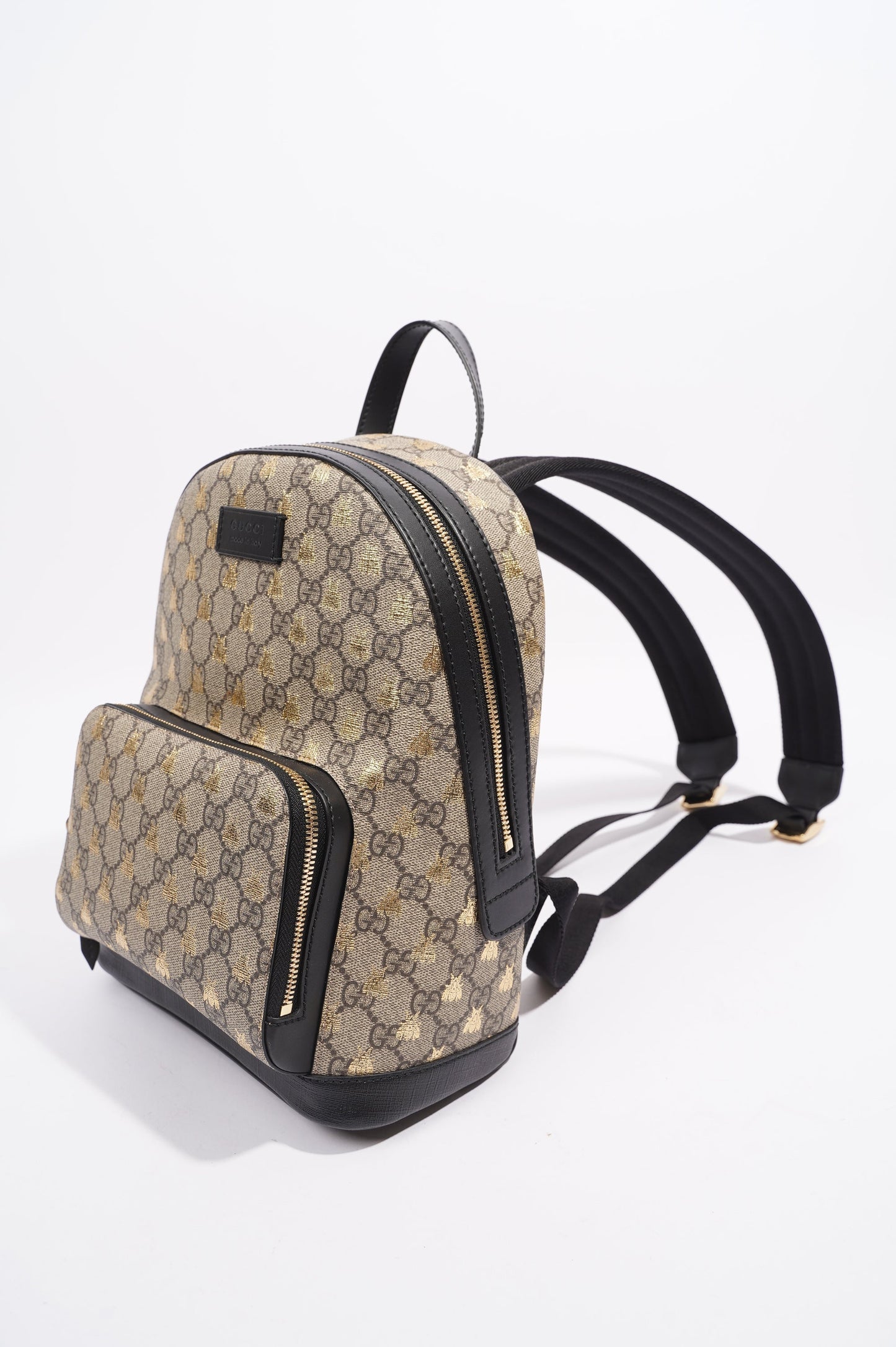 Gucci Womens GG Supreme Bees Backpack Brown / Gold Canvas Small