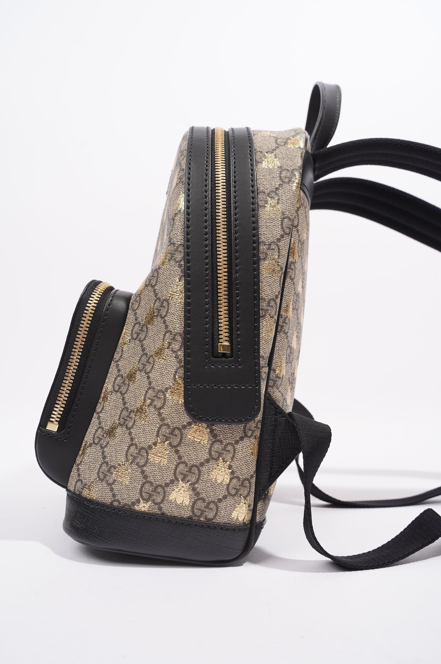 Gucci Womens GG Supreme Bees Backpack Brown / Gold Canvas Small