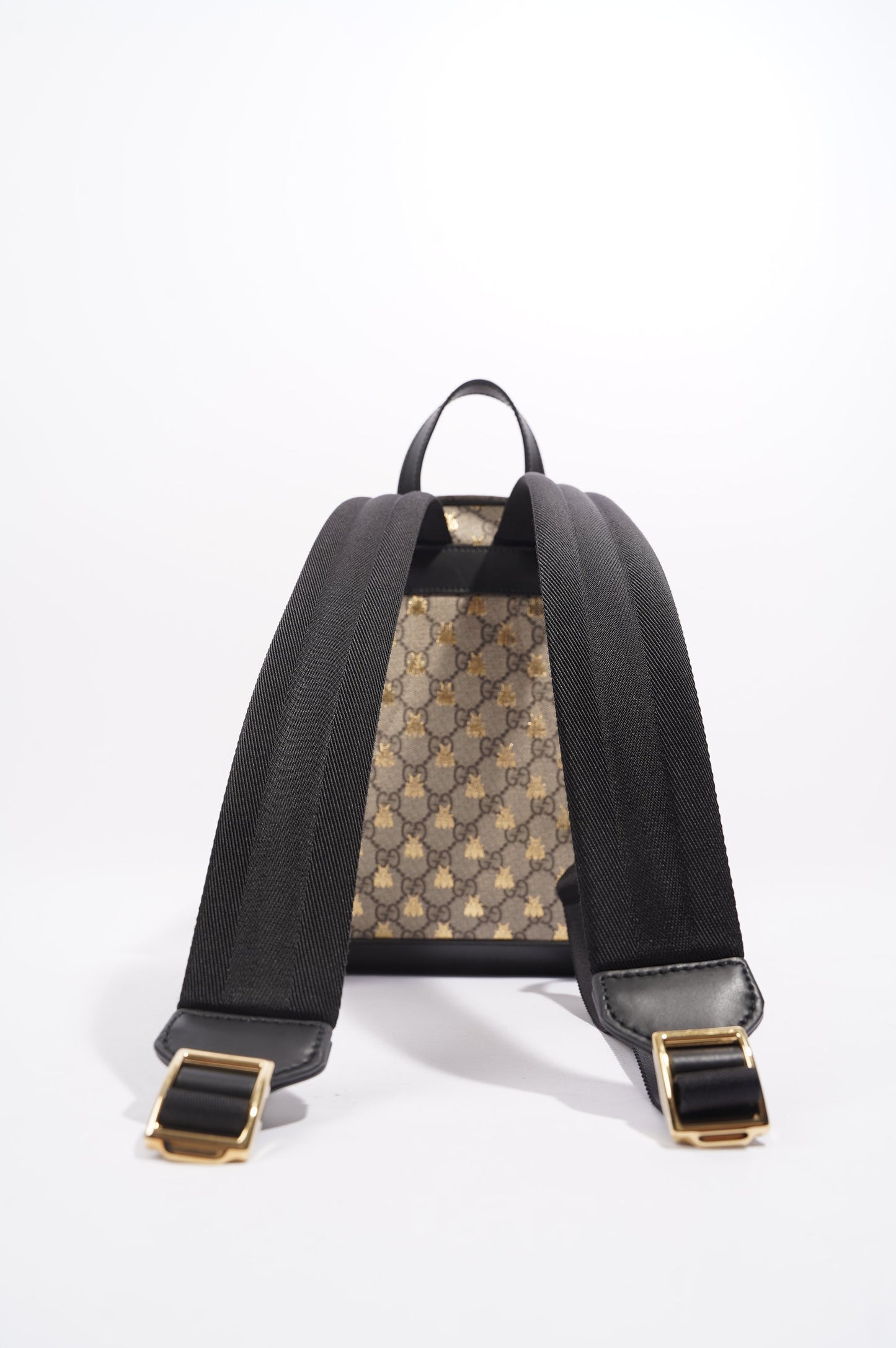 Gucci Womens GG Supreme Bees Backpack Brown / Gold Canvas Small