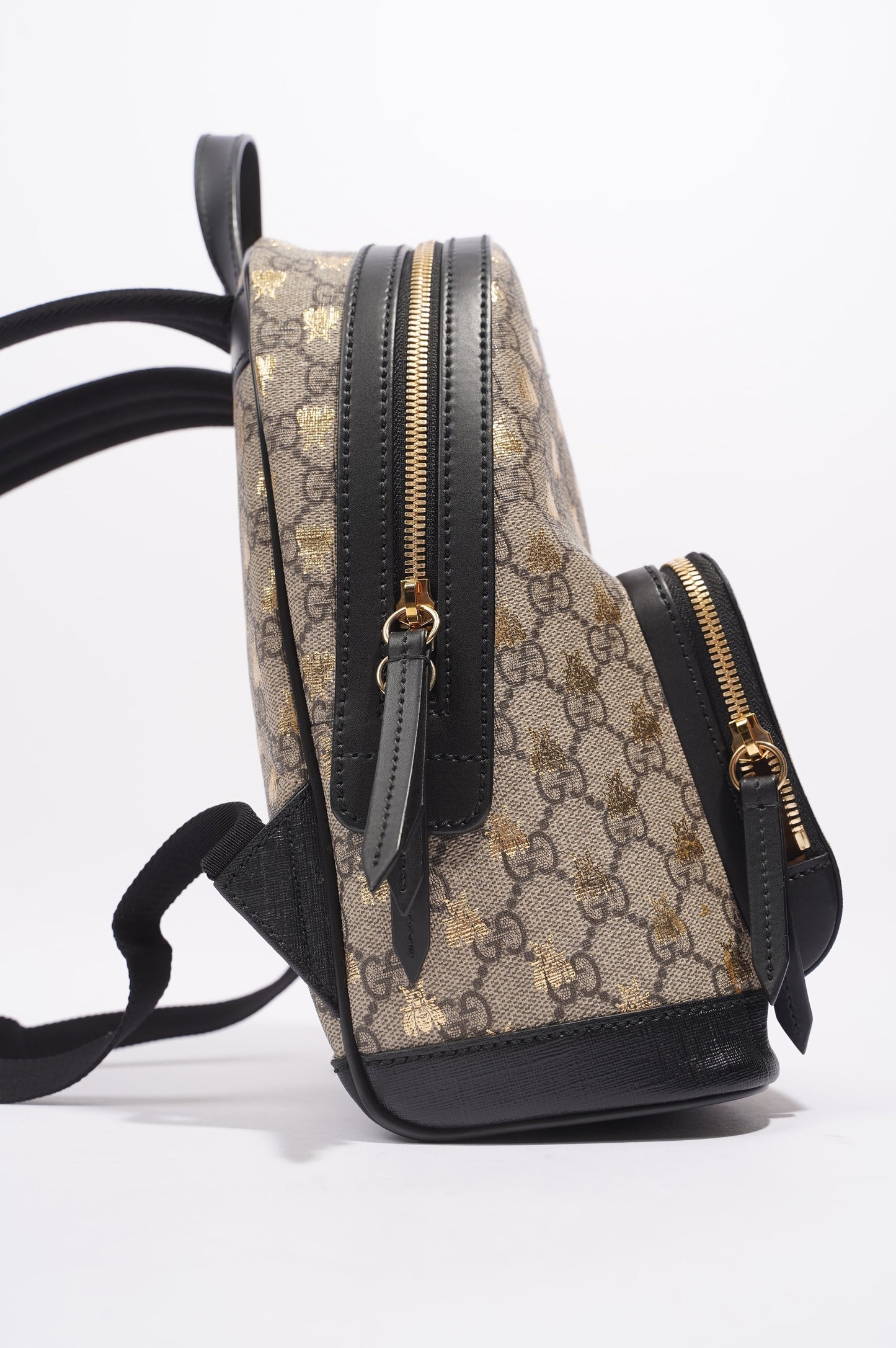 Gucci Womens GG Supreme Bees Backpack Brown / Gold Canvas Small