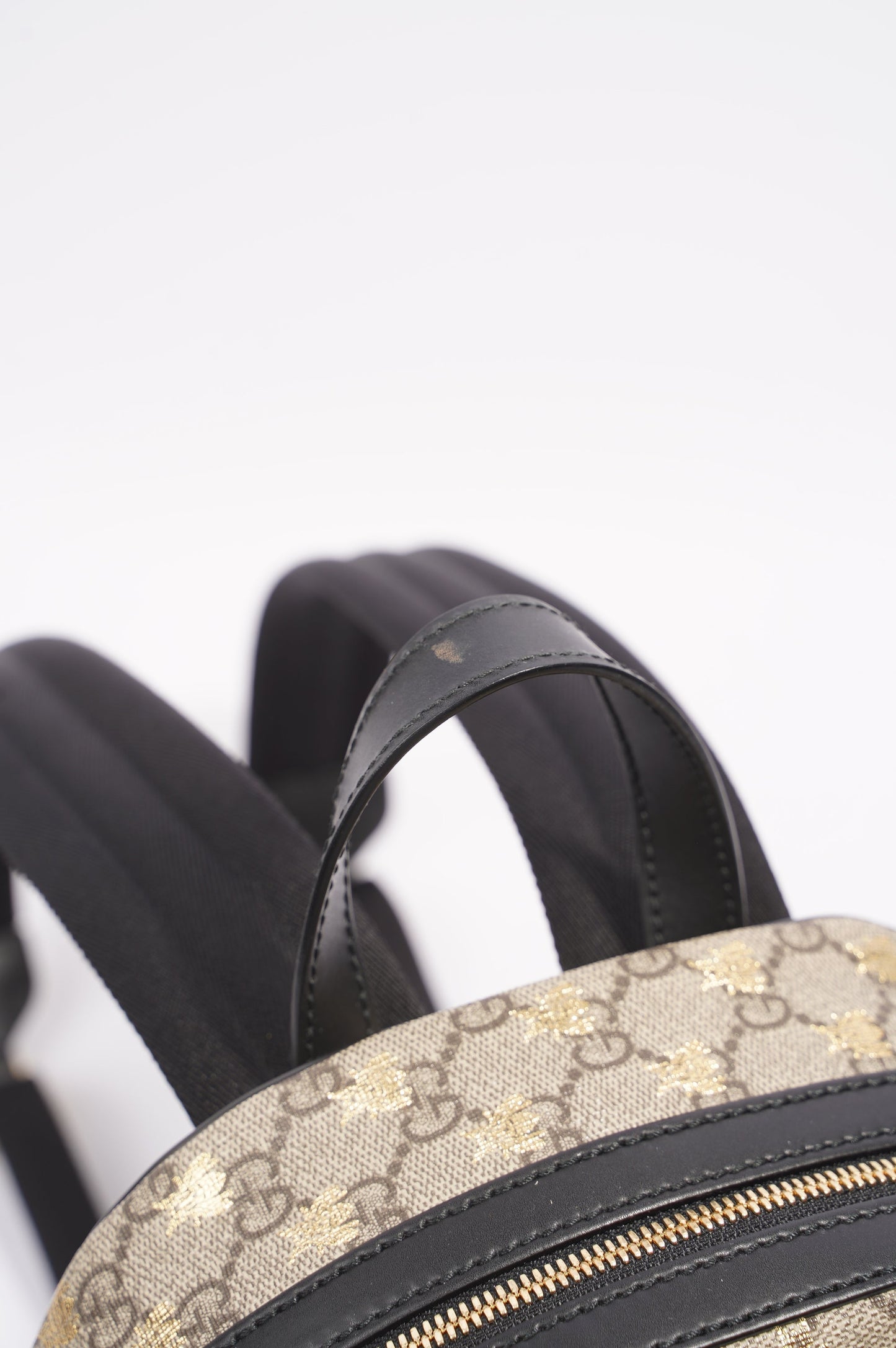 Gucci Womens GG Supreme Bees Backpack Brown / Gold Canvas Small