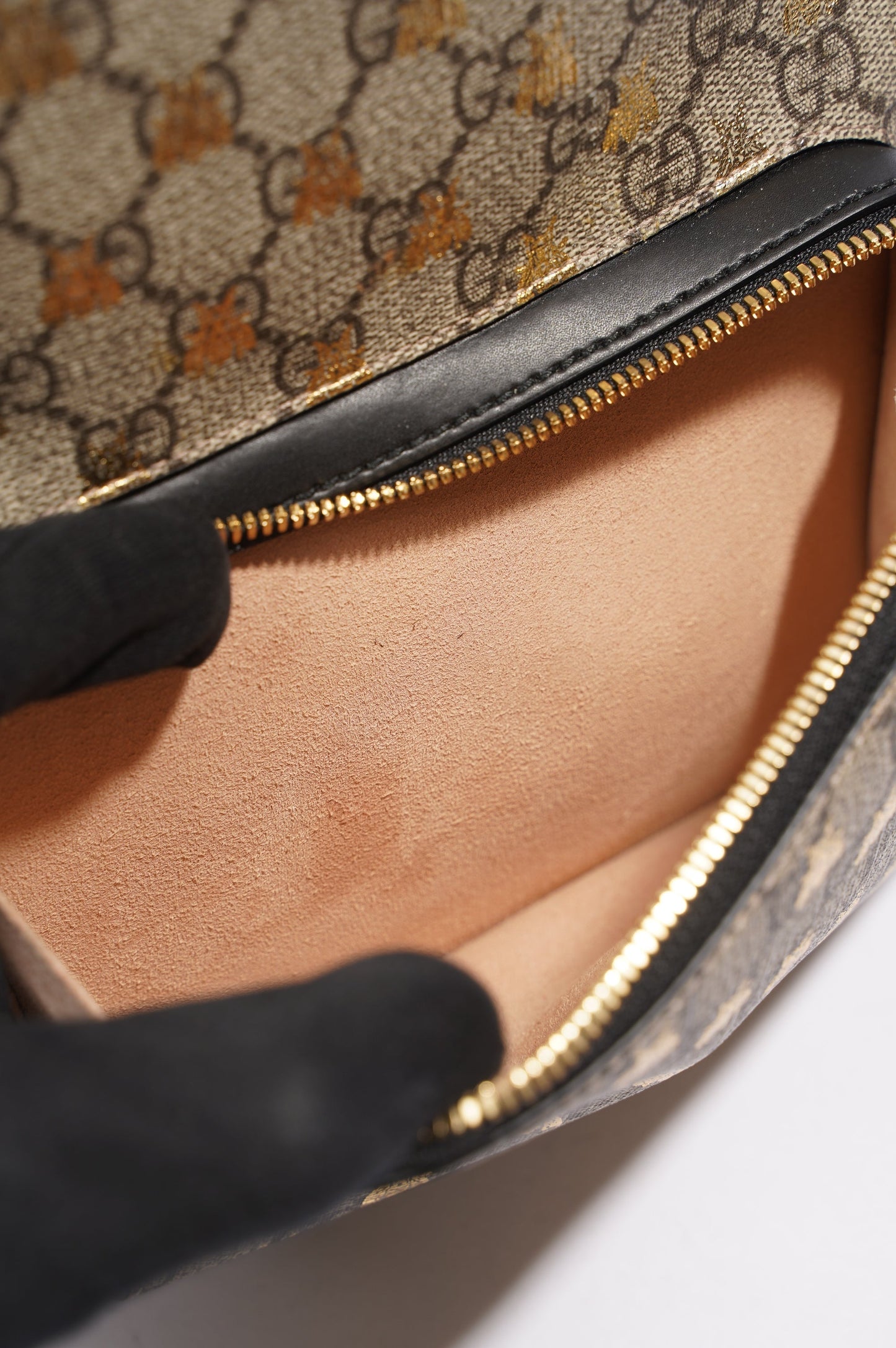 Gucci Womens GG Supreme Bees Backpack Brown / Gold Canvas Small