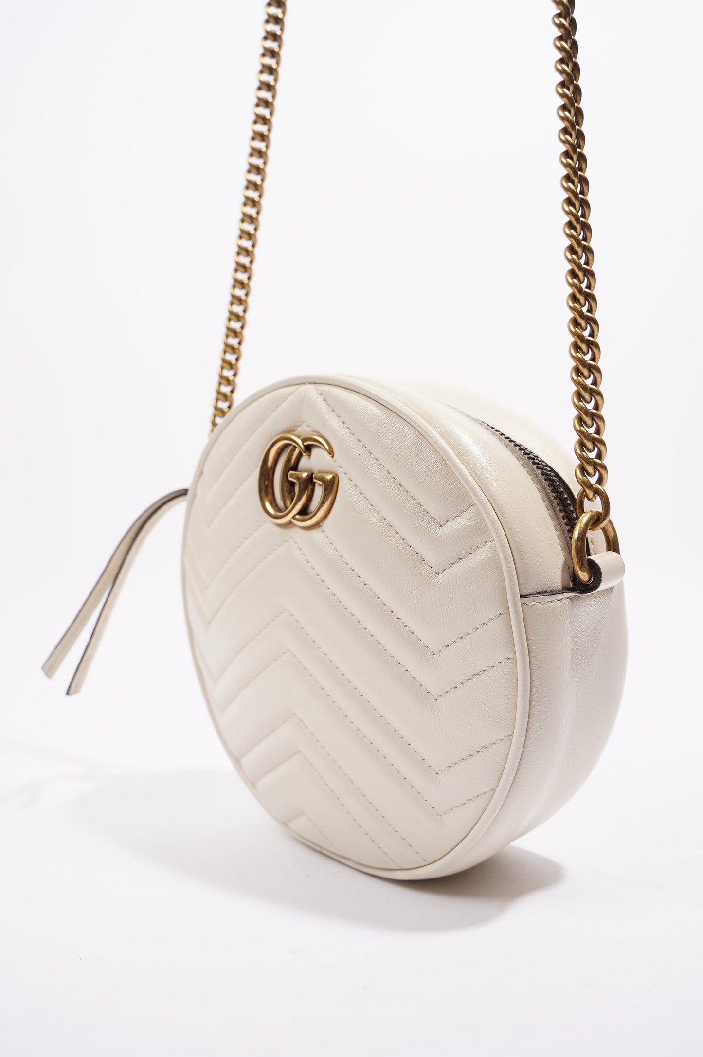 Gucci Womens Marmont Round Bag White / Gold