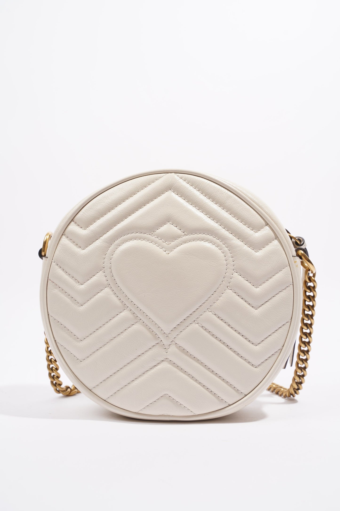 Gucci Womens Marmont Round Bag White / Gold
