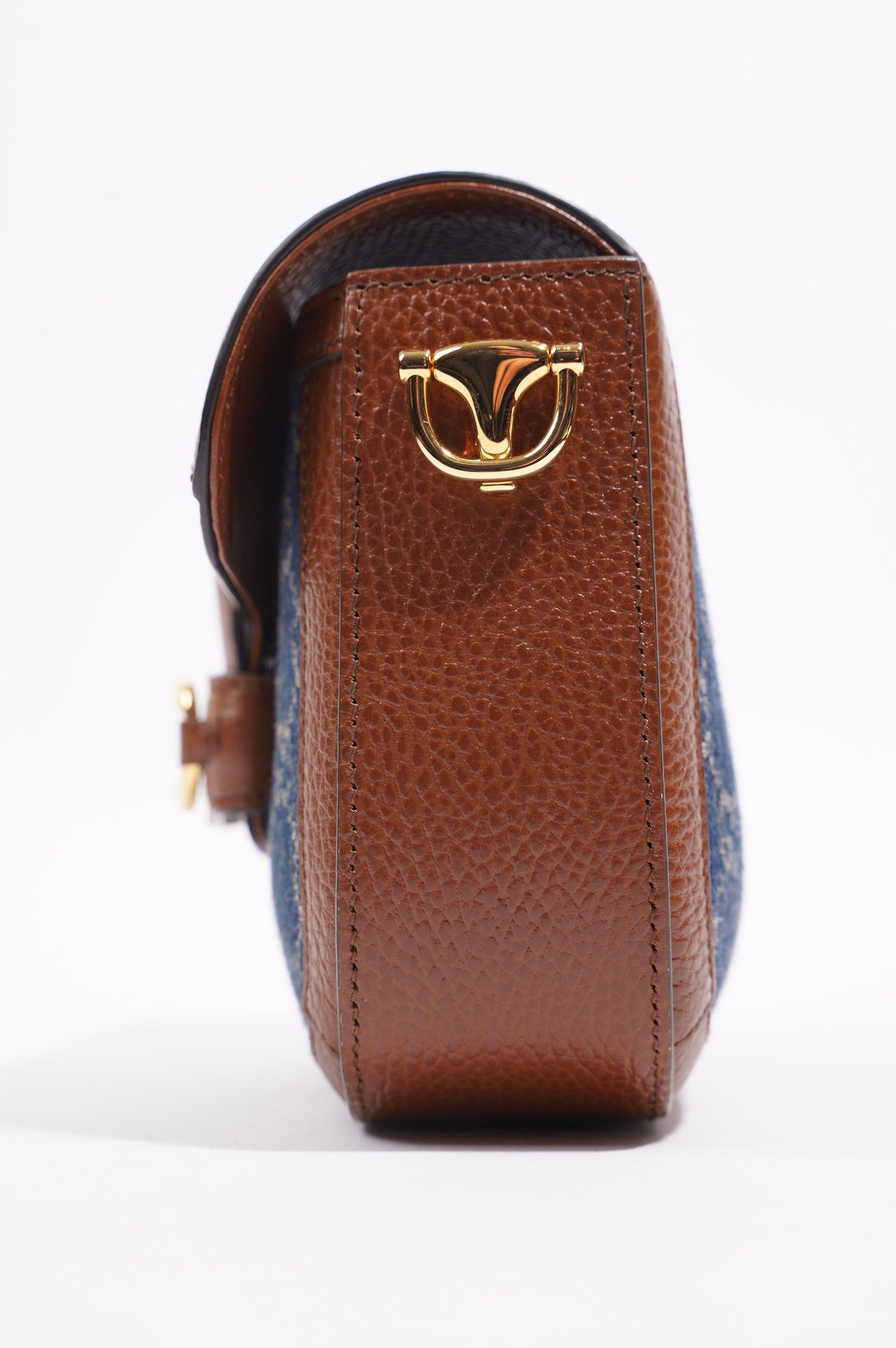 Gucci Womens Horsebit 1955 Mini Bag Denim / Brown