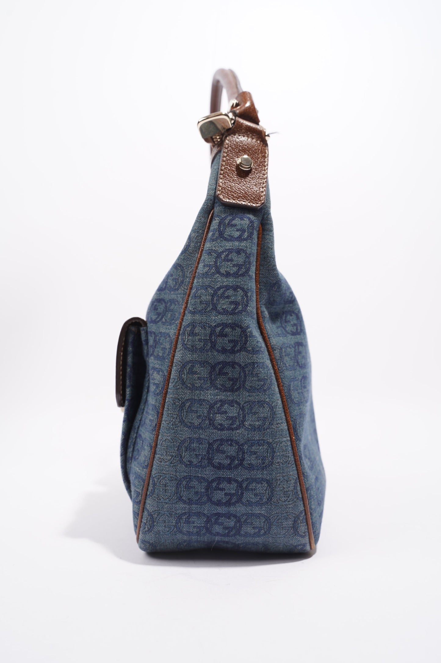 Gucci Womens Hobo Interlocking GG Bag Blue / Brown