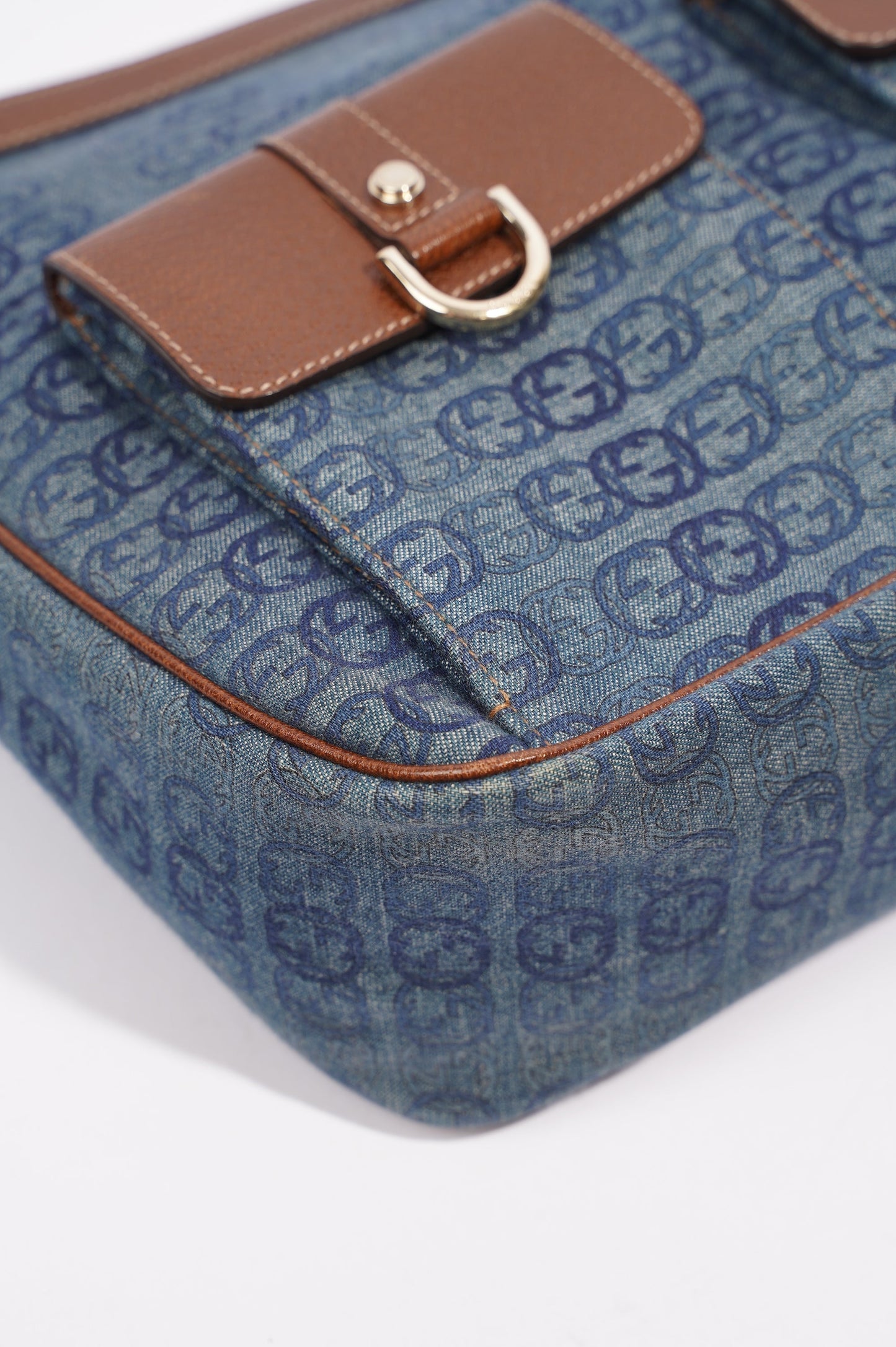 Gucci Womens Hobo Interlocking GG Bag Blue / Brown