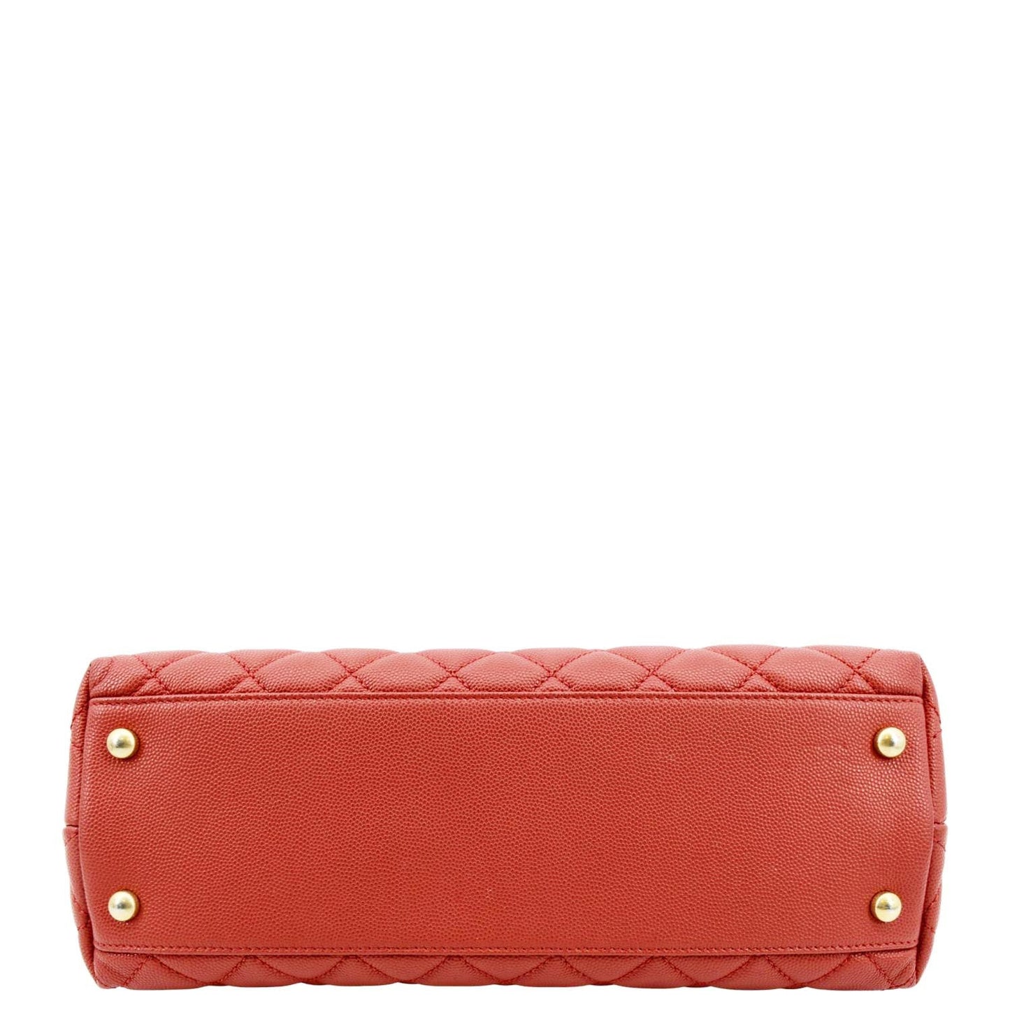 CHANEL Medium Coco Quilted Caviar Leather Top Handle Shoulder Bag Red
