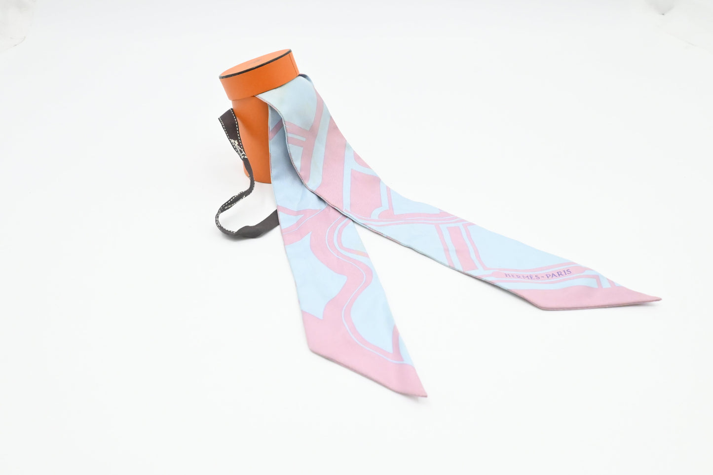 Hermes Twilly in Pale Blue and Pink Silk