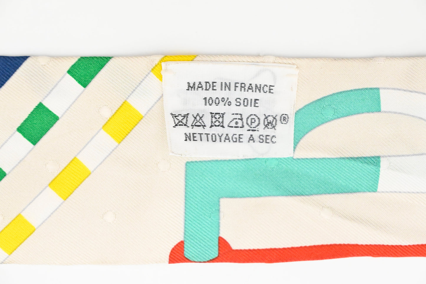 Hermes 'Bouclerie Moderne' Twilly in White Multicolor Silk