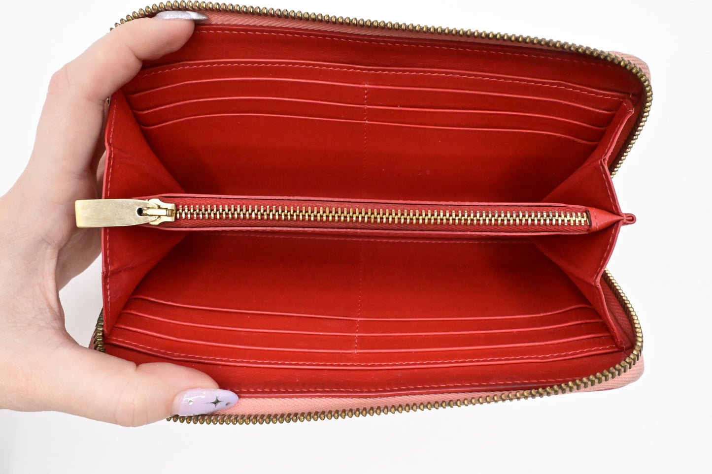 Louboutin Studded Long Zippy Wallet in Light Pink Leather