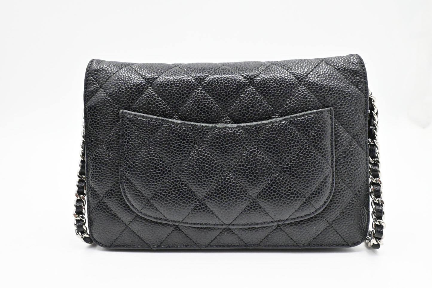 Chanel Wallet on Chain in Black Mattelassé Caviar Leather