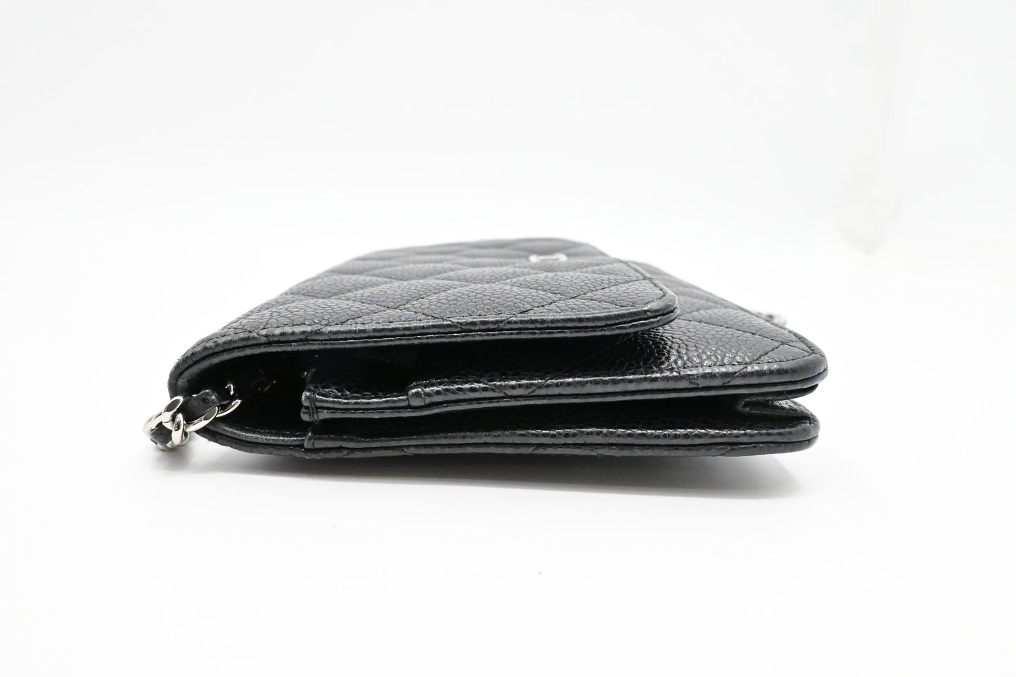 Chanel Wallet on Chain in Black Mattelassé Caviar Leather