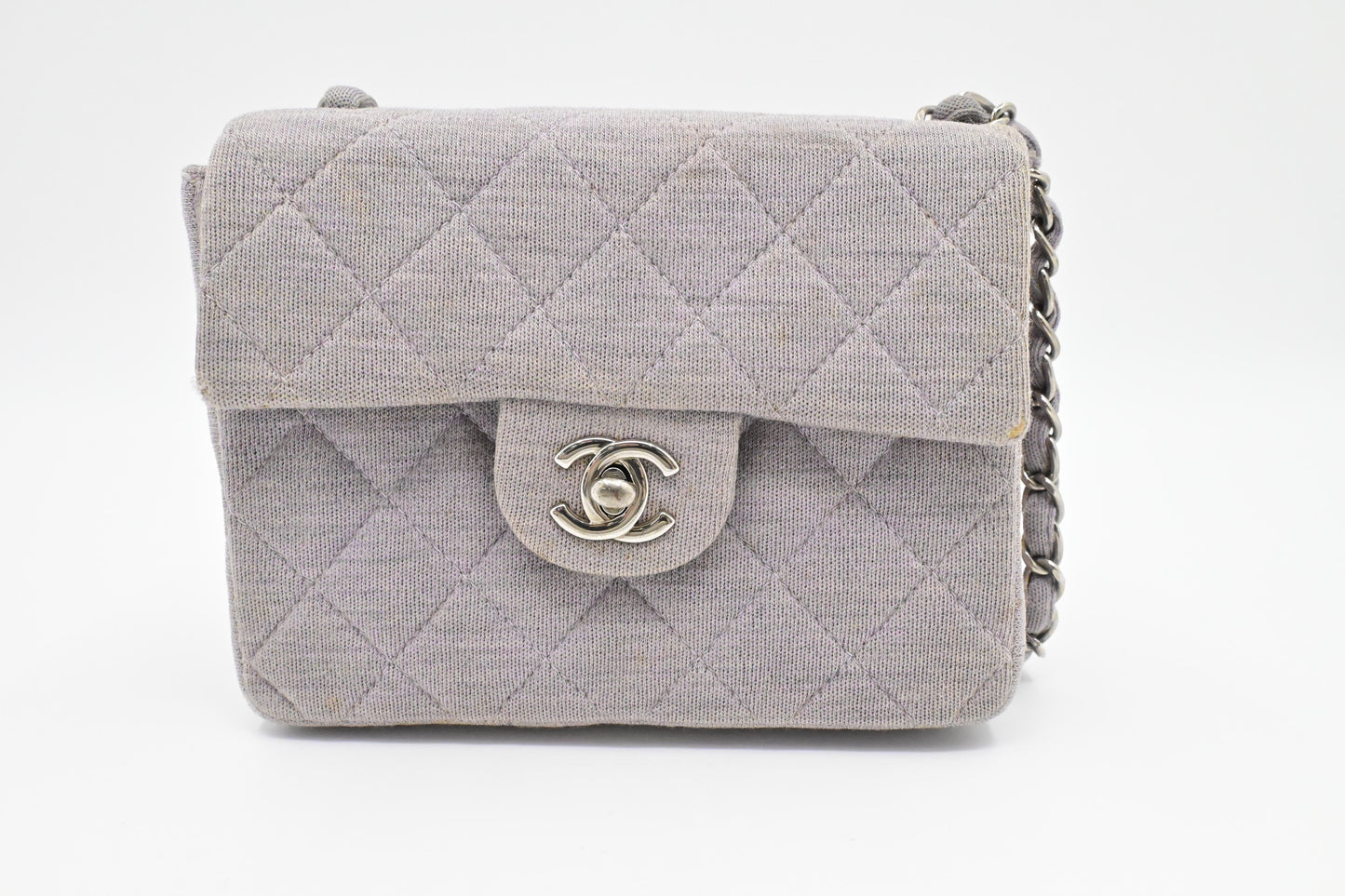 Chanel Mini Square in Lavender Gray Cotton Canvas