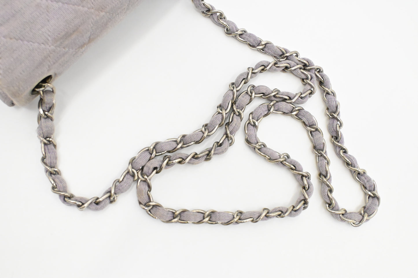 Chanel Mini Square in Lavender Gray Cotton Canvas
