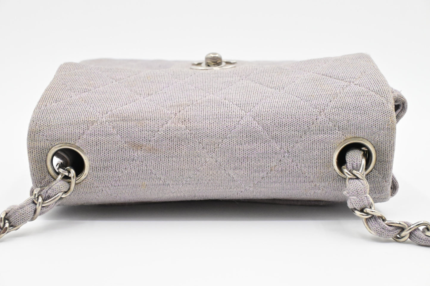 Chanel Mini Square in Lavender Gray Cotton Canvas